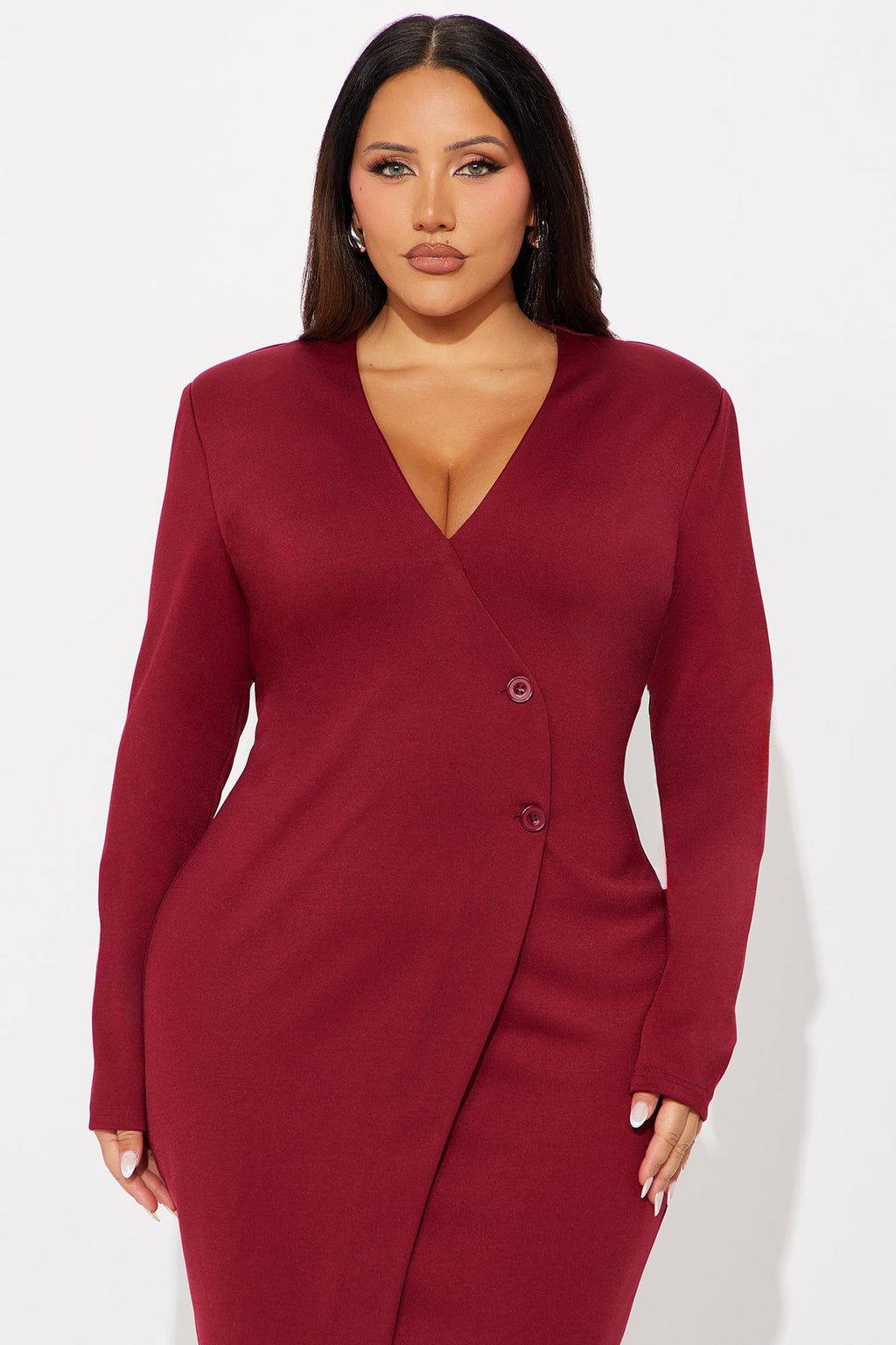 Myla Long Sleeve Midi Dress - Red