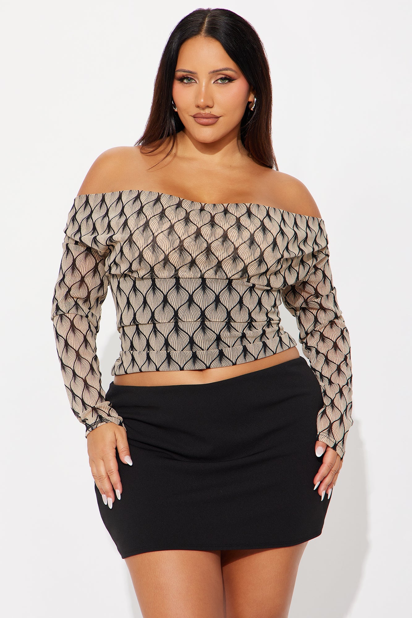 Gina Cowl Neck Top - Black/combo