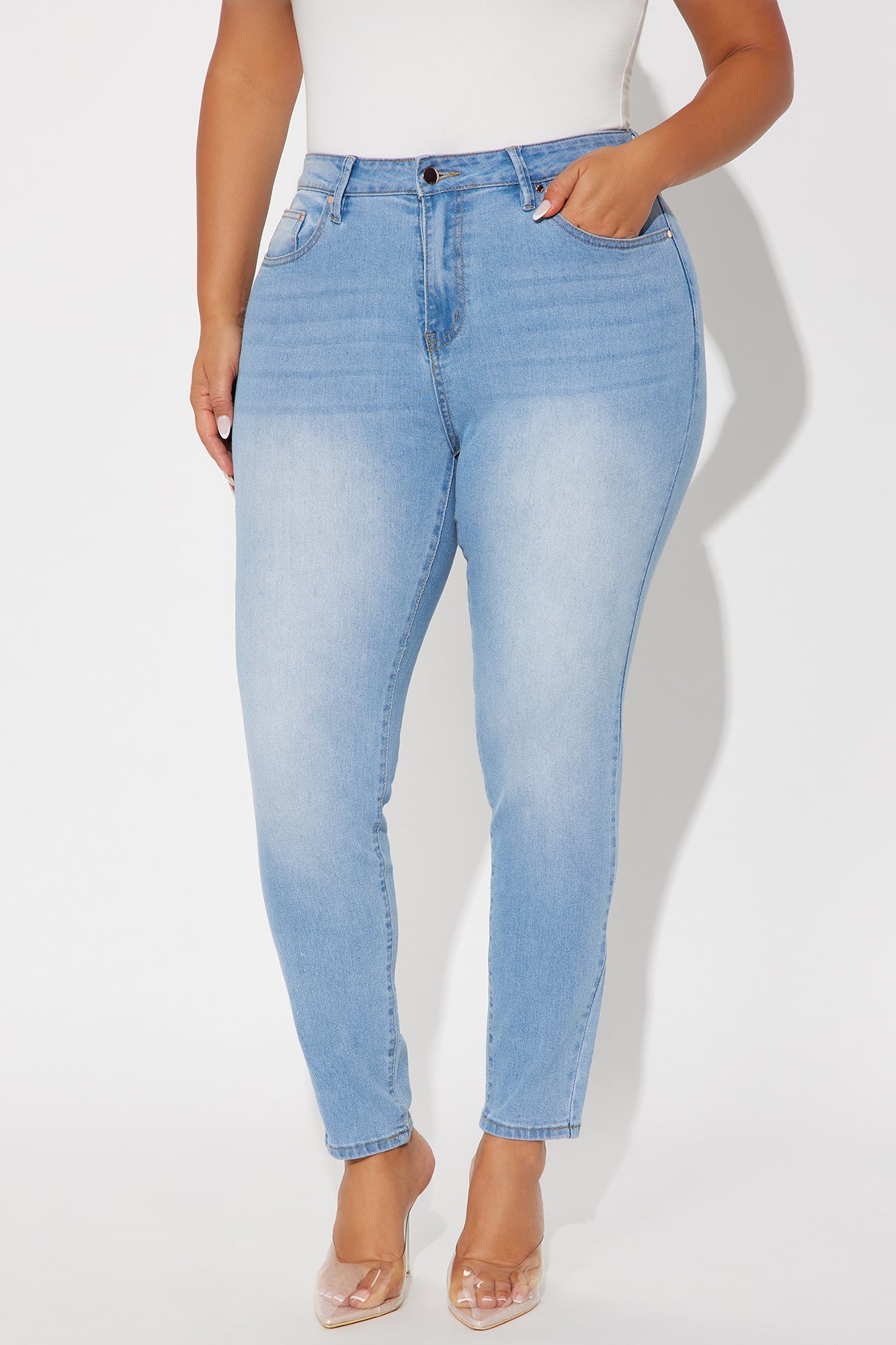 She's Fire Stretch Skinny Jeans - Light Wash
