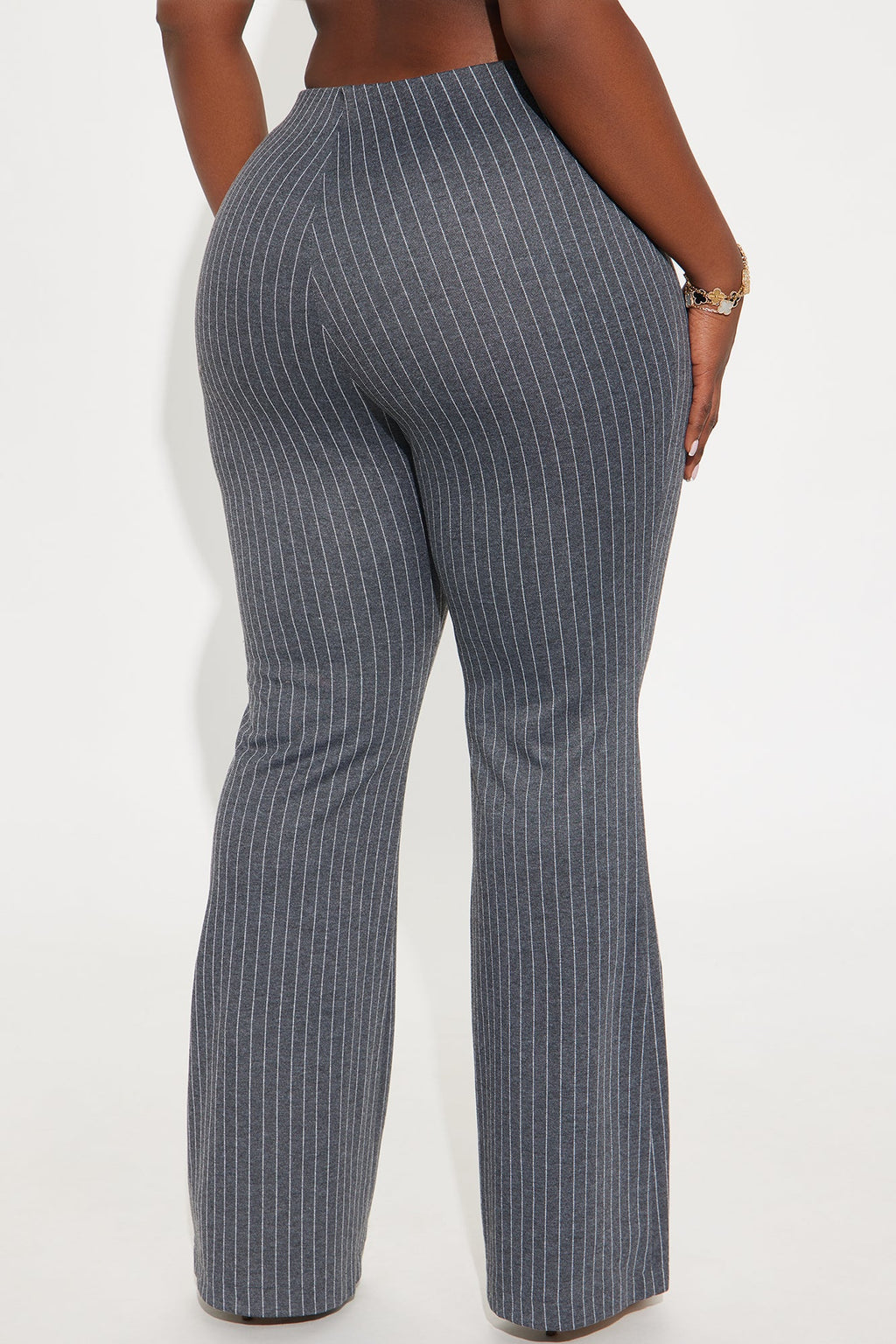 Booked And Busy Pinstripe Ponte Flare Pant 33 - Charcoal/combo