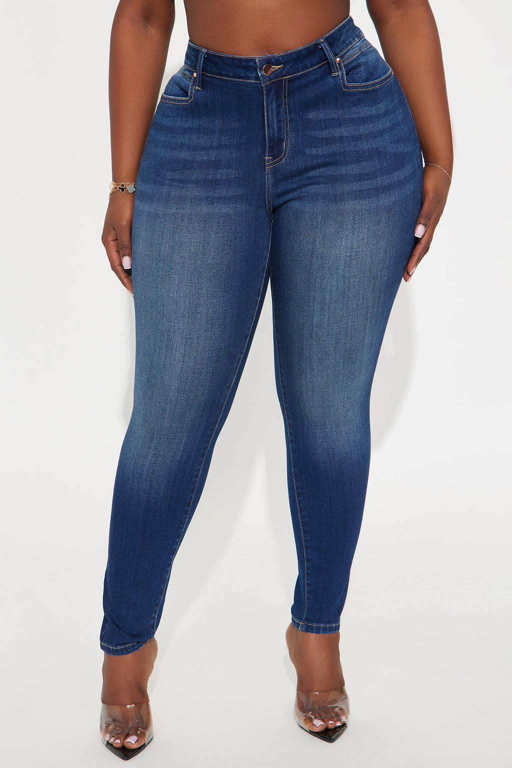 Do My Best Premium Low Waist Skinny Jeans - Dark Wash