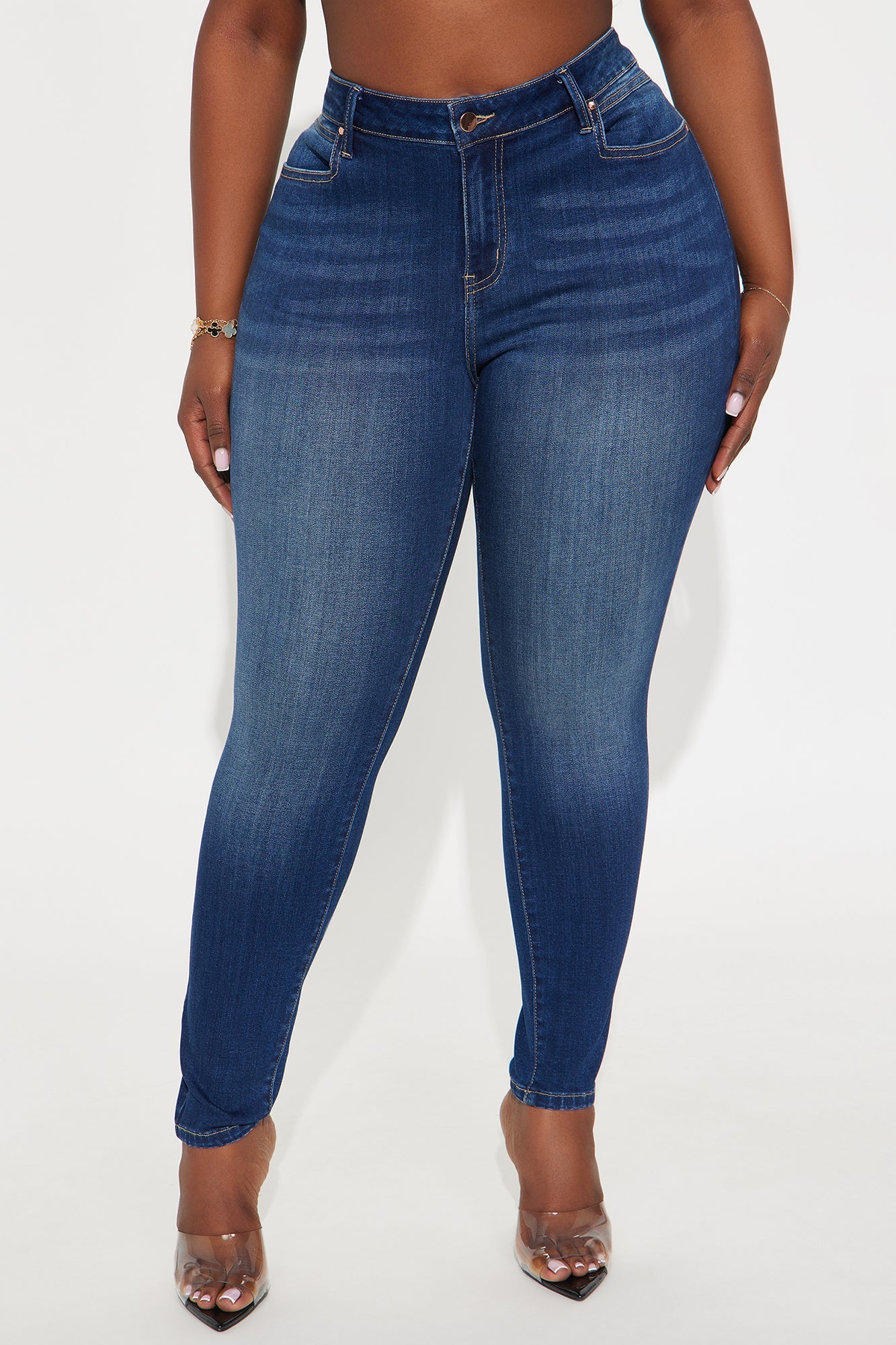 Do My Best Premium Low Waist Skinny Jeans - Dark Wash