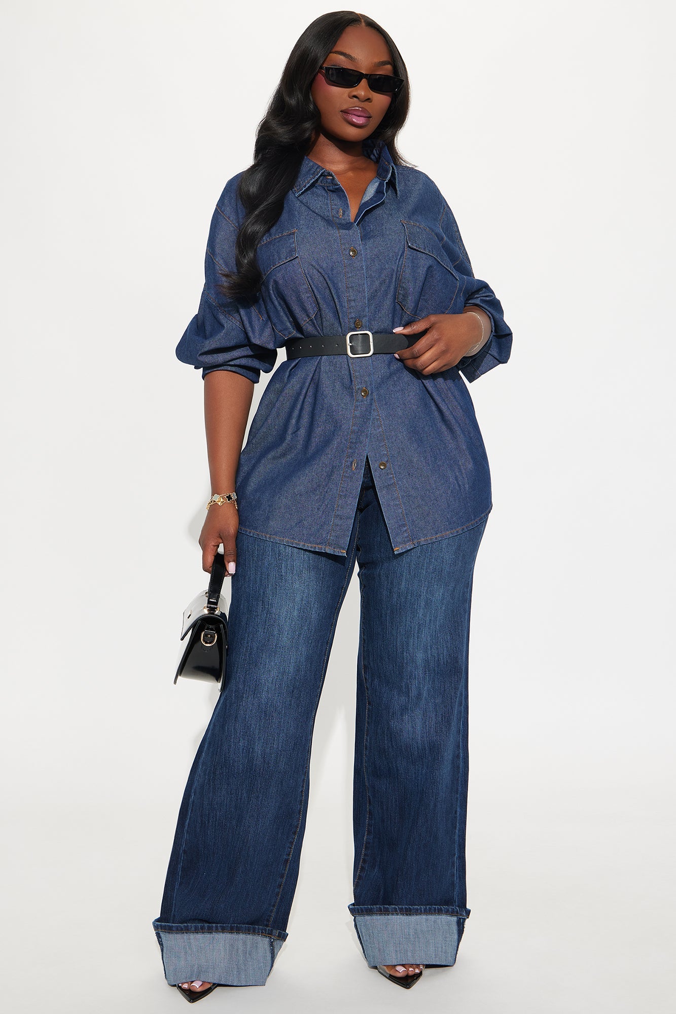 Keeping It Denim Oversized Shirt - Dark Wash