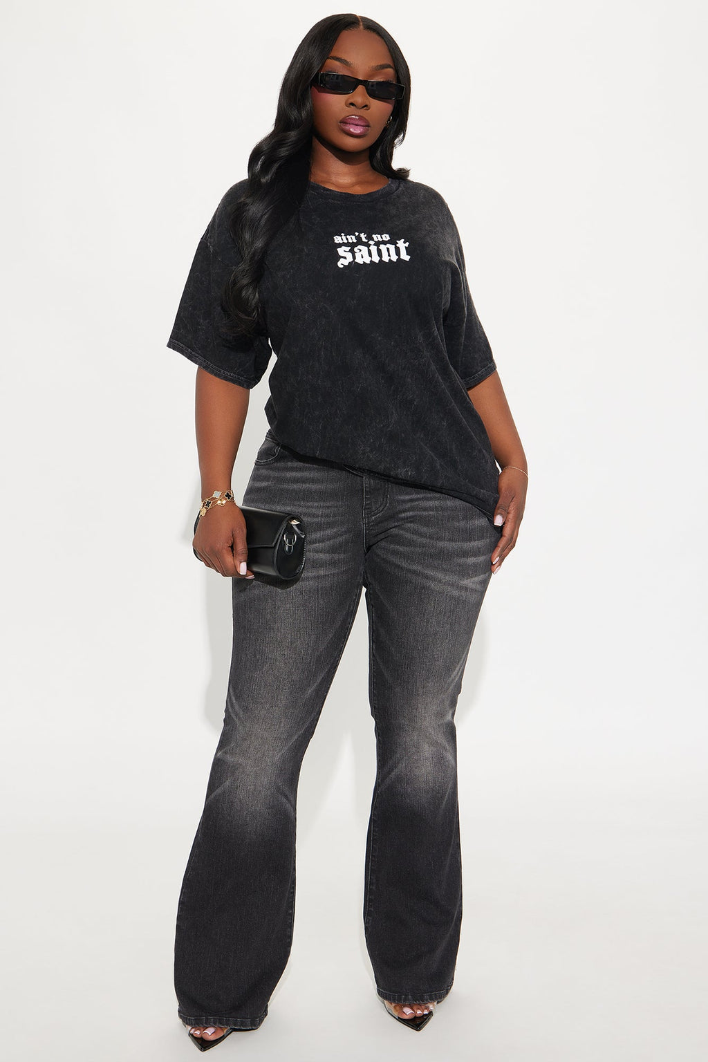 Ain't No Saint Washed Tee - Black