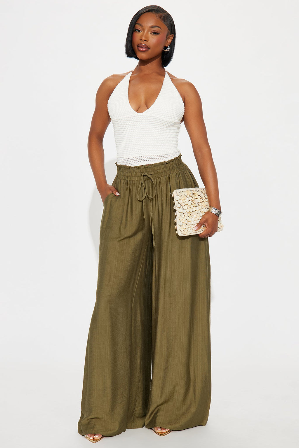 Meet At Sunset Wide Leg Pant - Olive