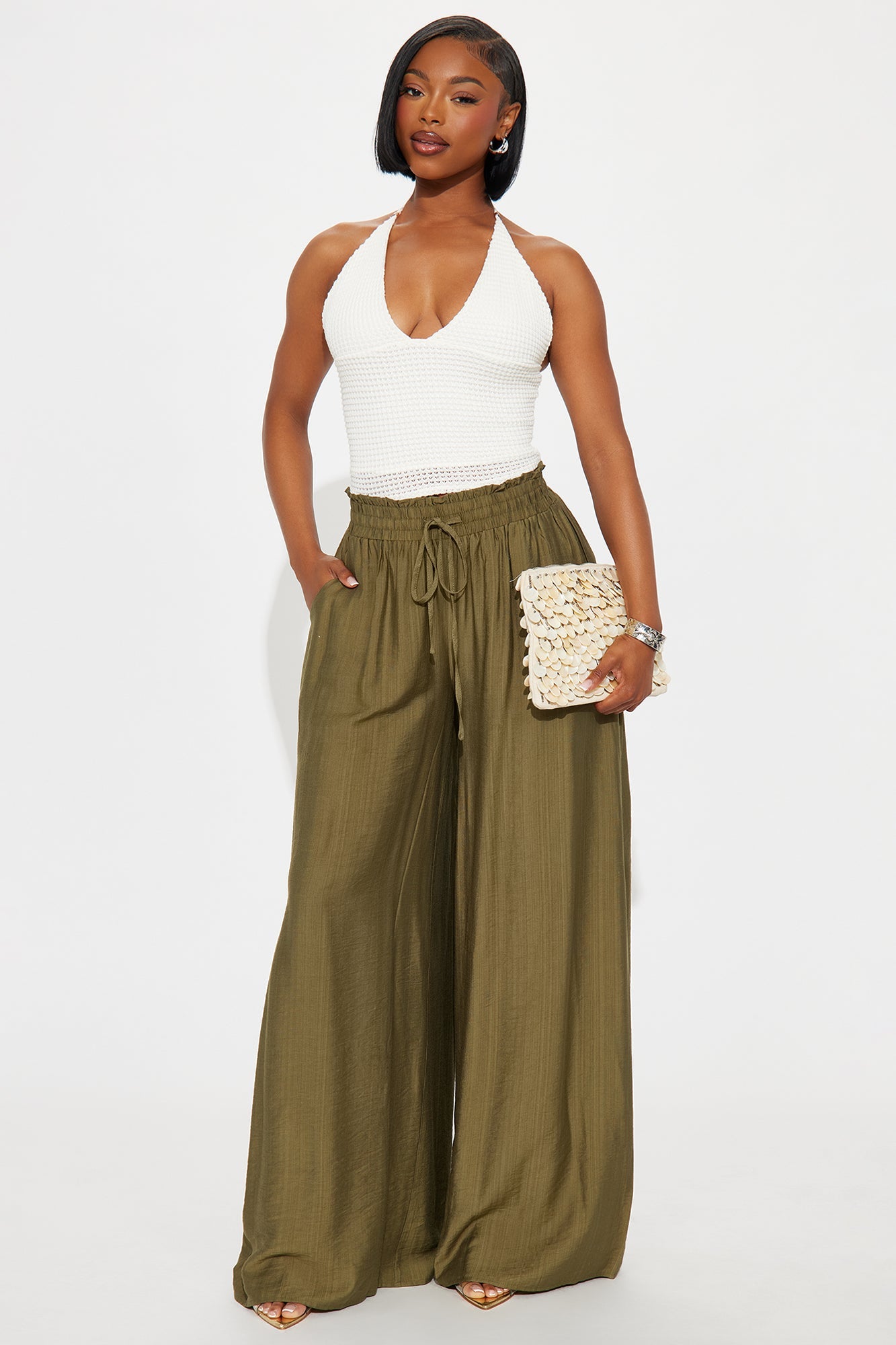 Meet At Sunset Wide Leg Pant - Olive