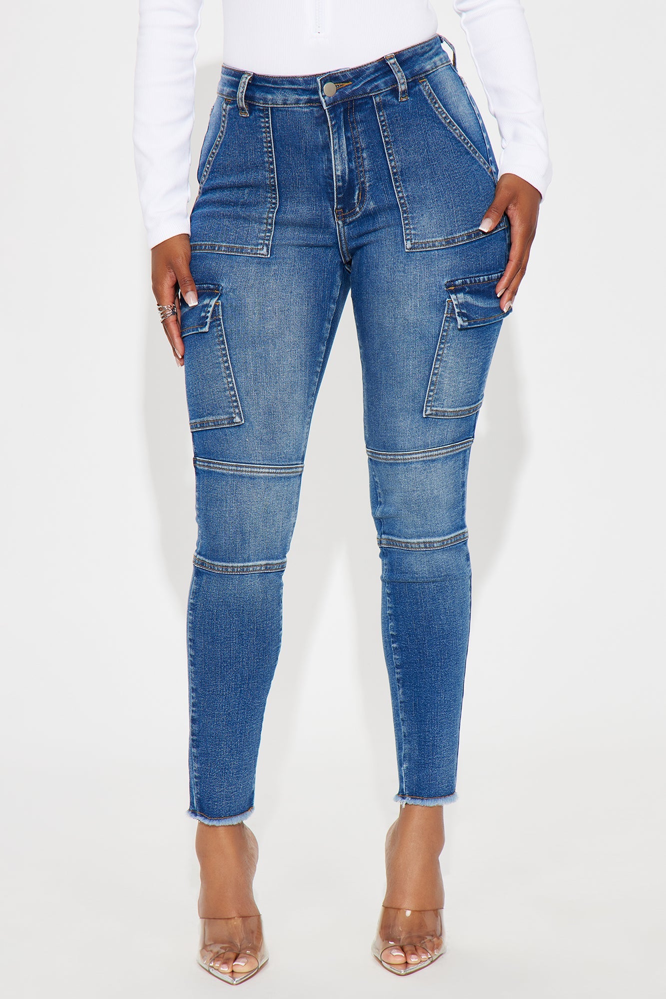 Guilty Pleasure Cargo Skinny Jeans - Medium Wash