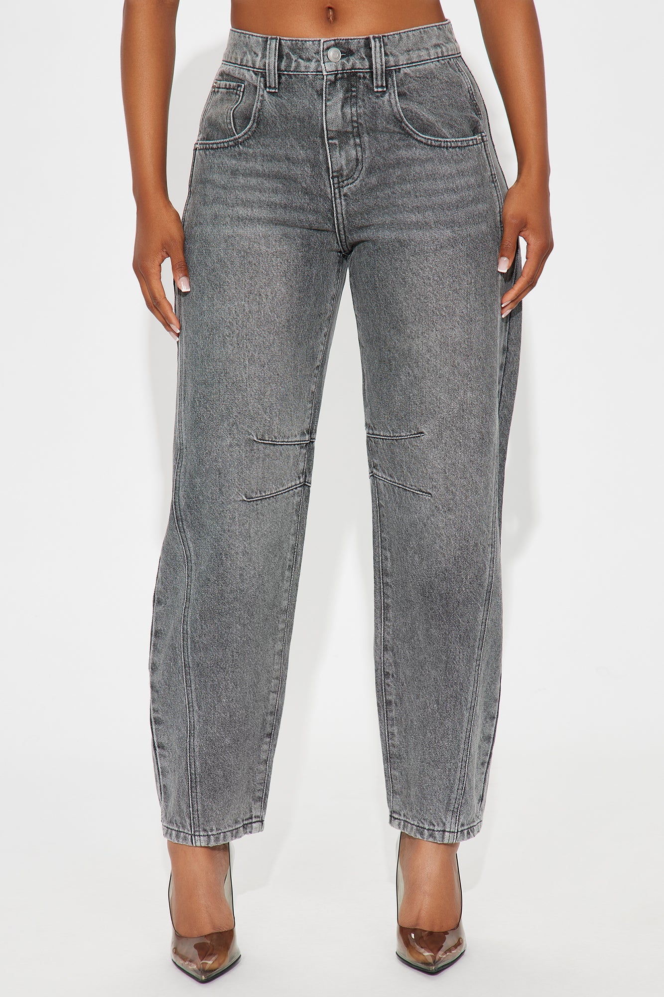 Grey Area Mid Rise Mom Jeans - Grey