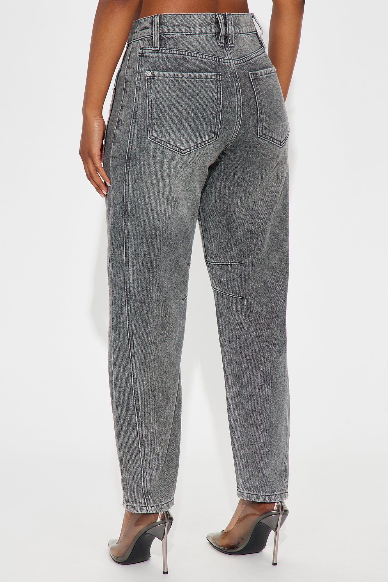 Grey Area Mid Rise Mom Jeans - Grey