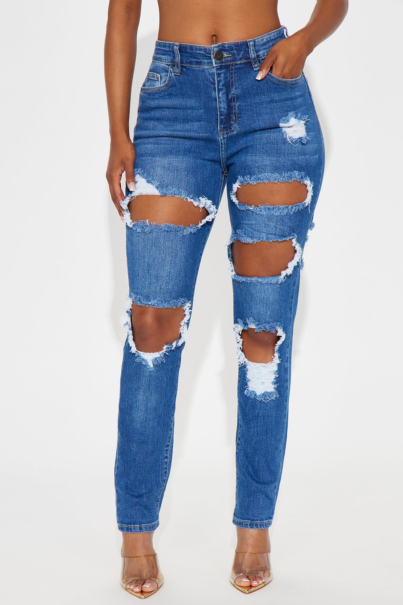 Call Your Mom Destroyed Jeans - Medium Wash