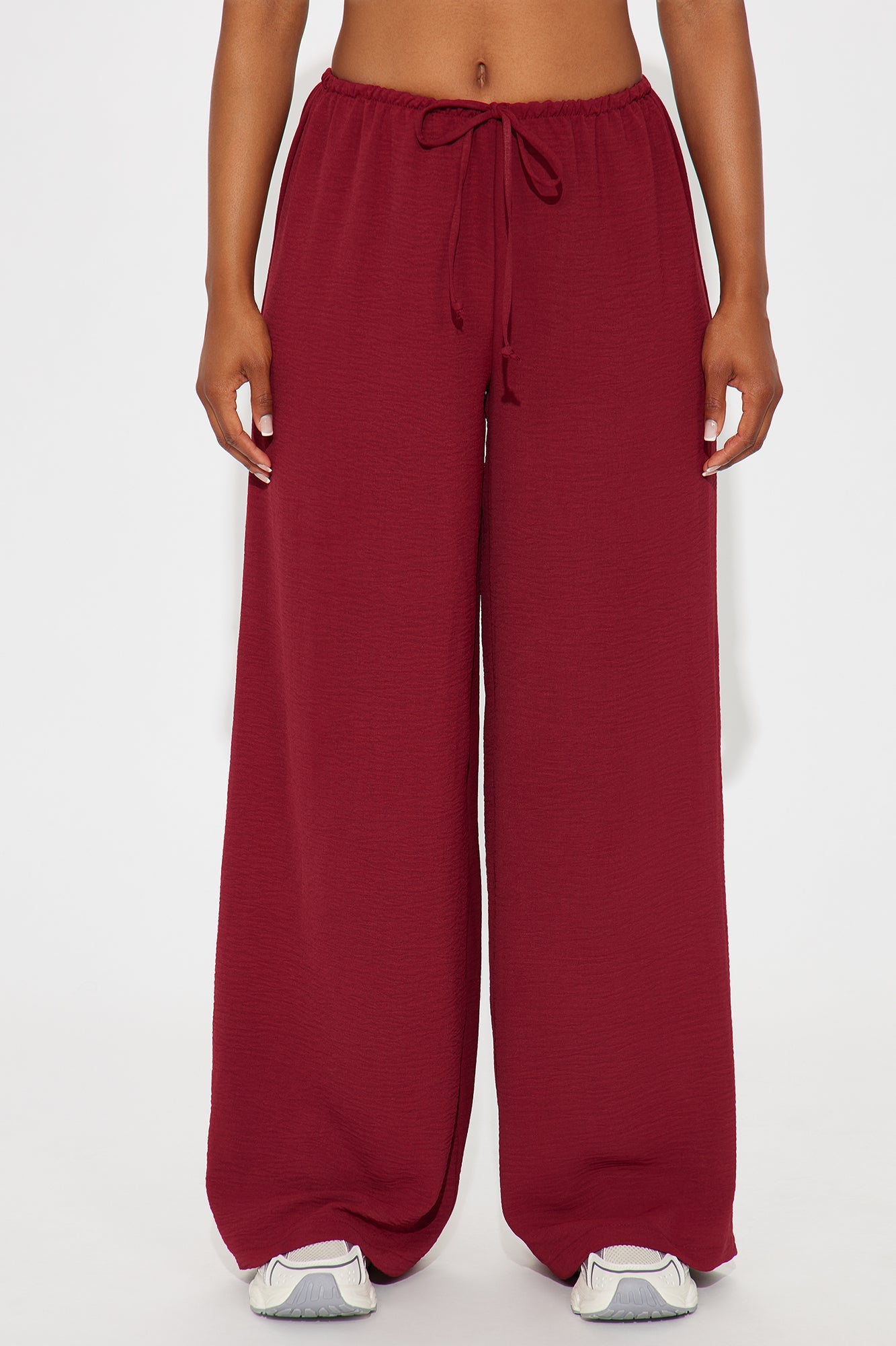 Running Errands Wide Leg Pant 32″ - Burgundy