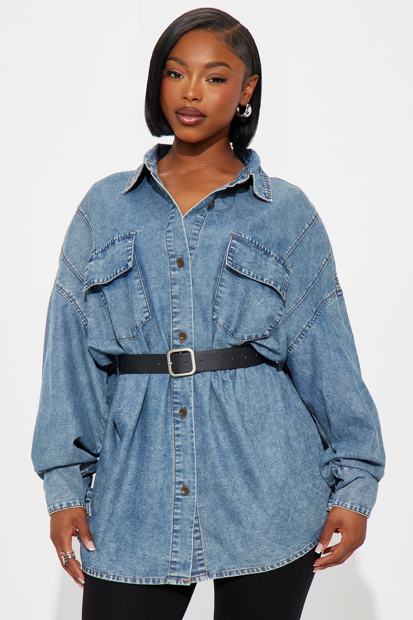 Keeping It Denim Oversized Shirt - Medium Wash