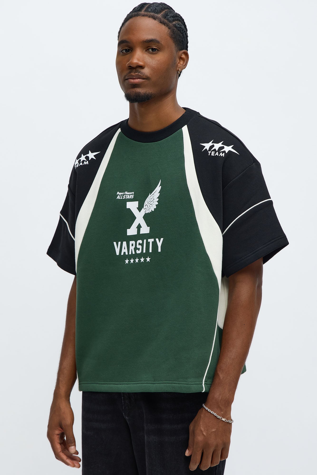Tyson Oversized X Varsity Short Sleeve Tee - Green/combo