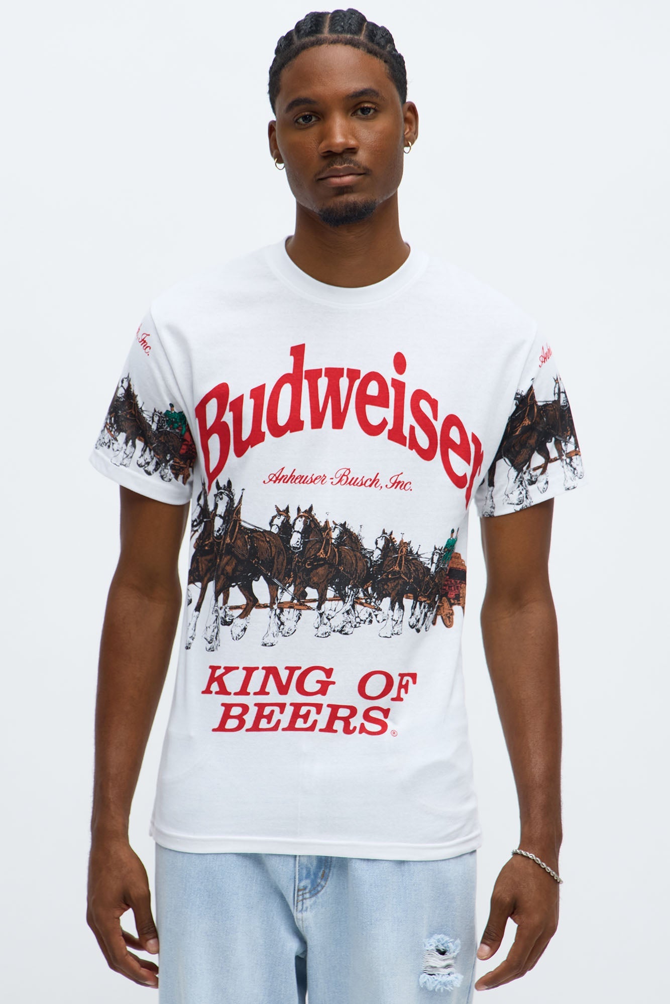 Budweiser King Of Beers Clydesdales Short Sleeve Tee - White