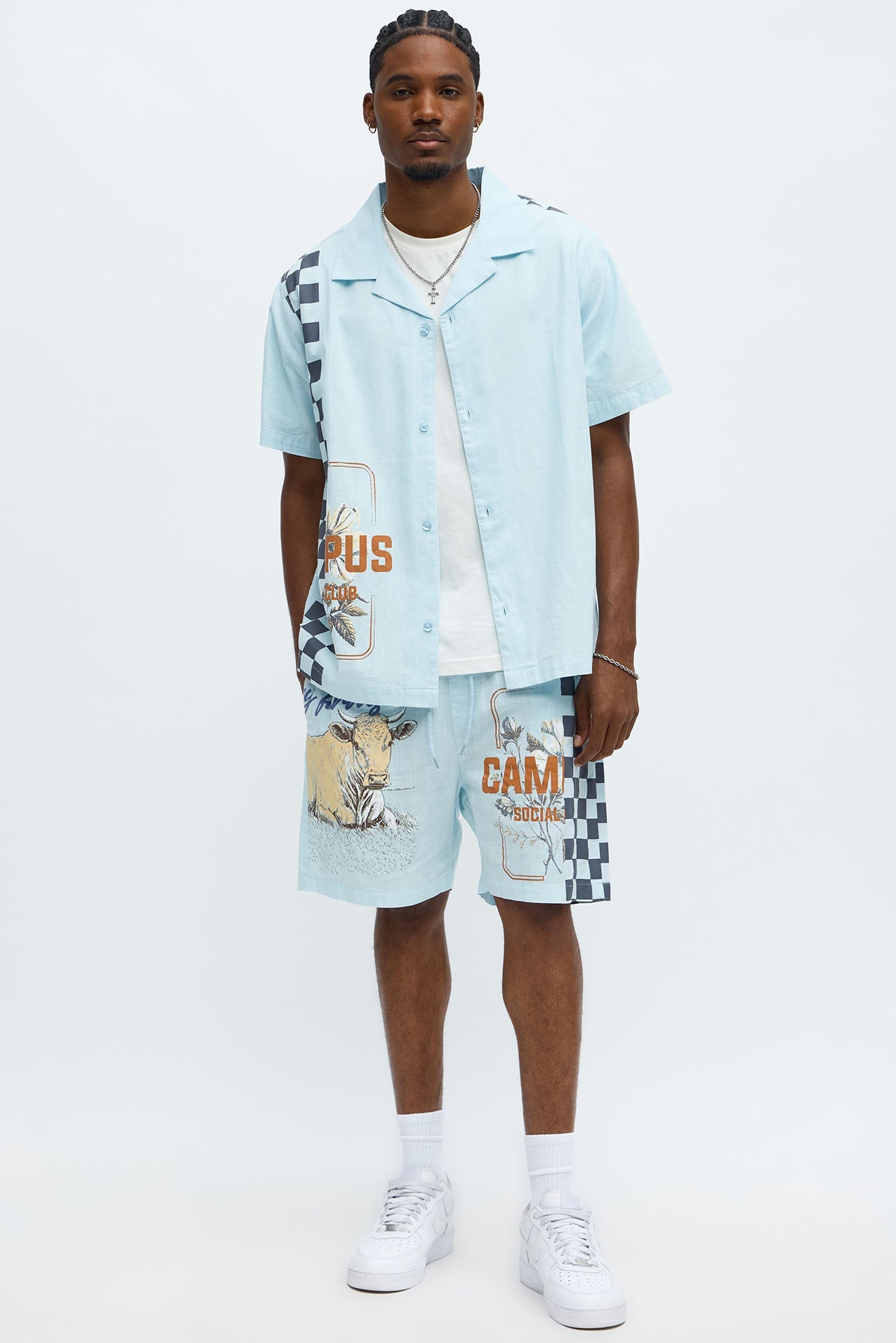Groves Short Sleeve Button Up Shirt - Light Blue