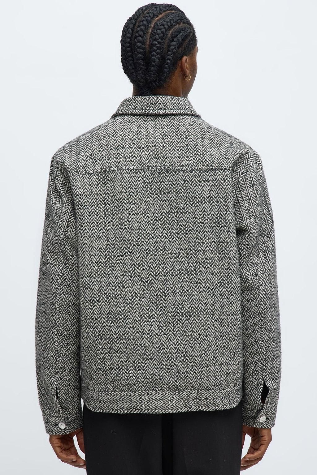 Hustler Herringbone Tweed Trucker Jacket - Grey/combo
