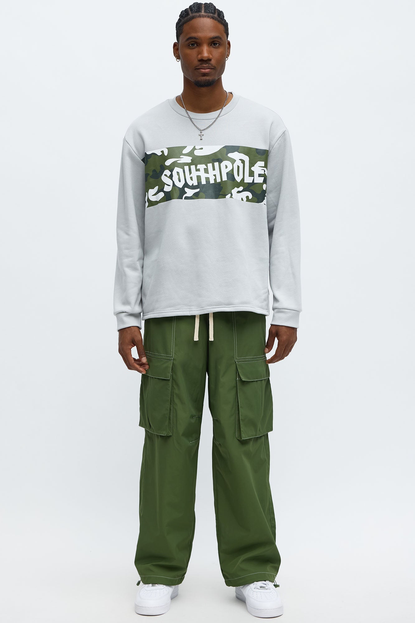 Southpole Camo Panel Hoodie - Grey