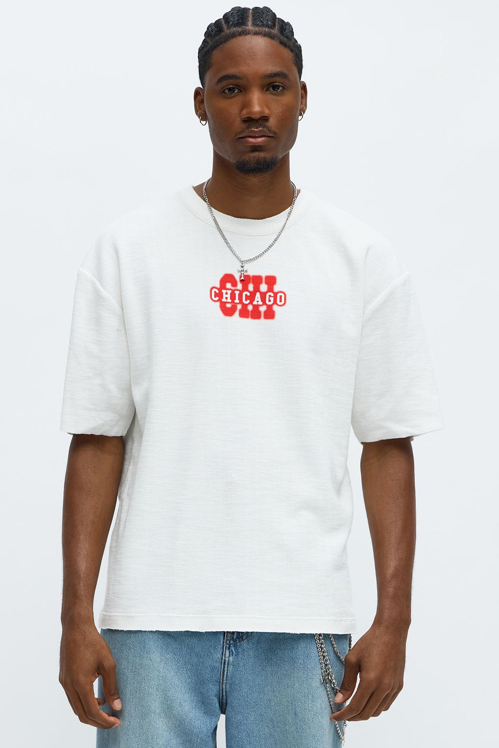 Relaxed Chicago Spray Paint Tee - White