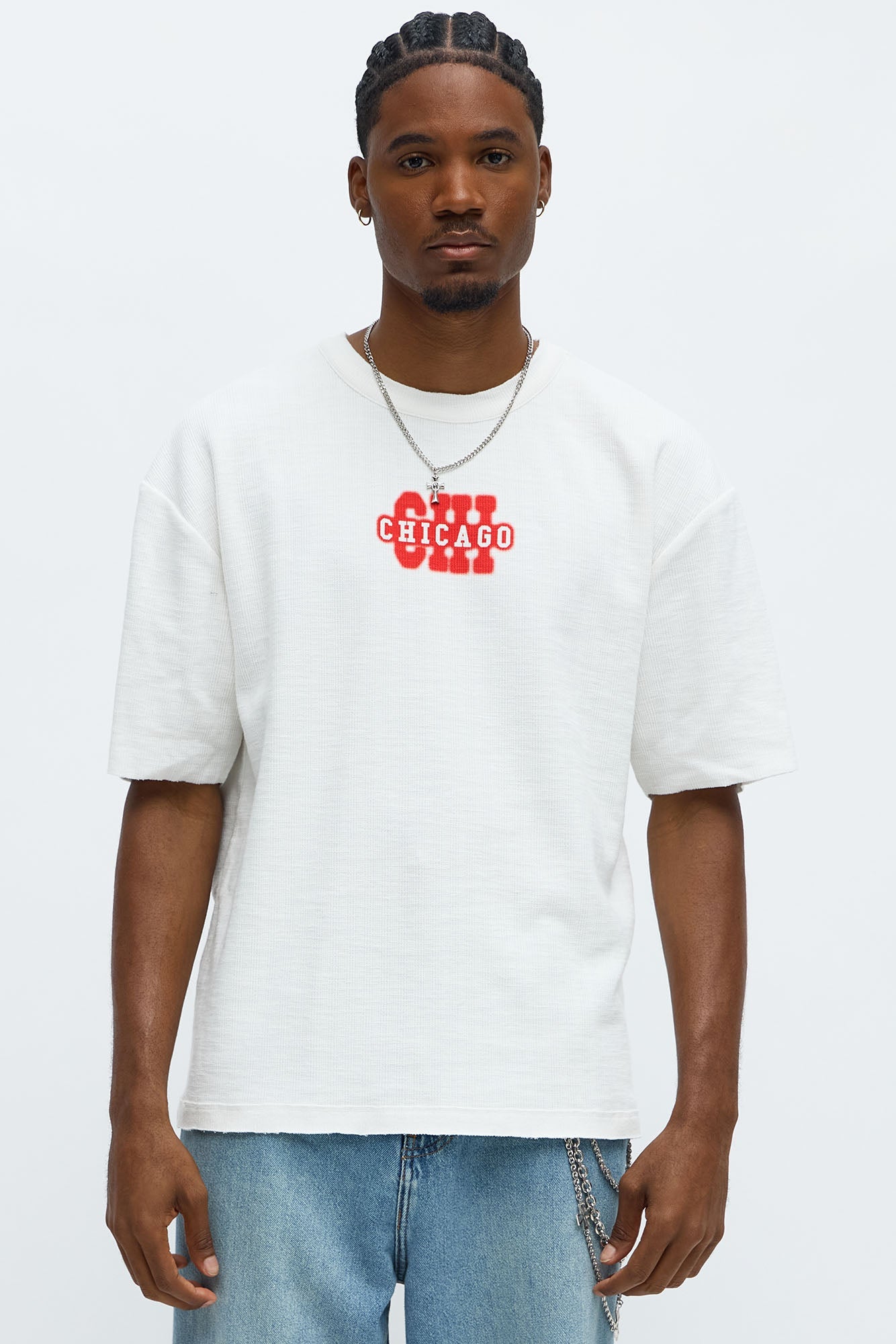Relaxed Chicago Spray Paint Tee - White