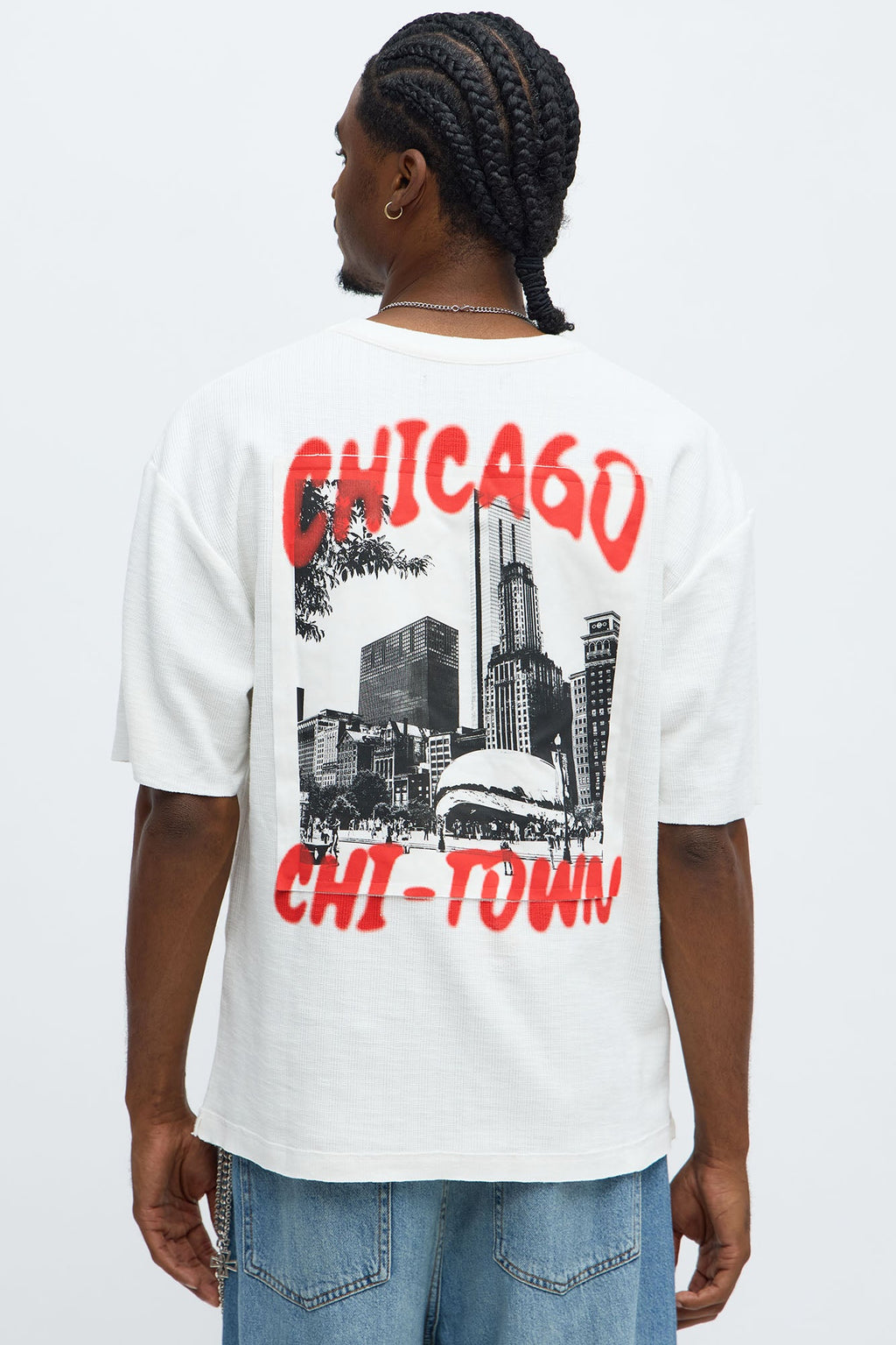 Relaxed Chicago Spray Paint Tee - White