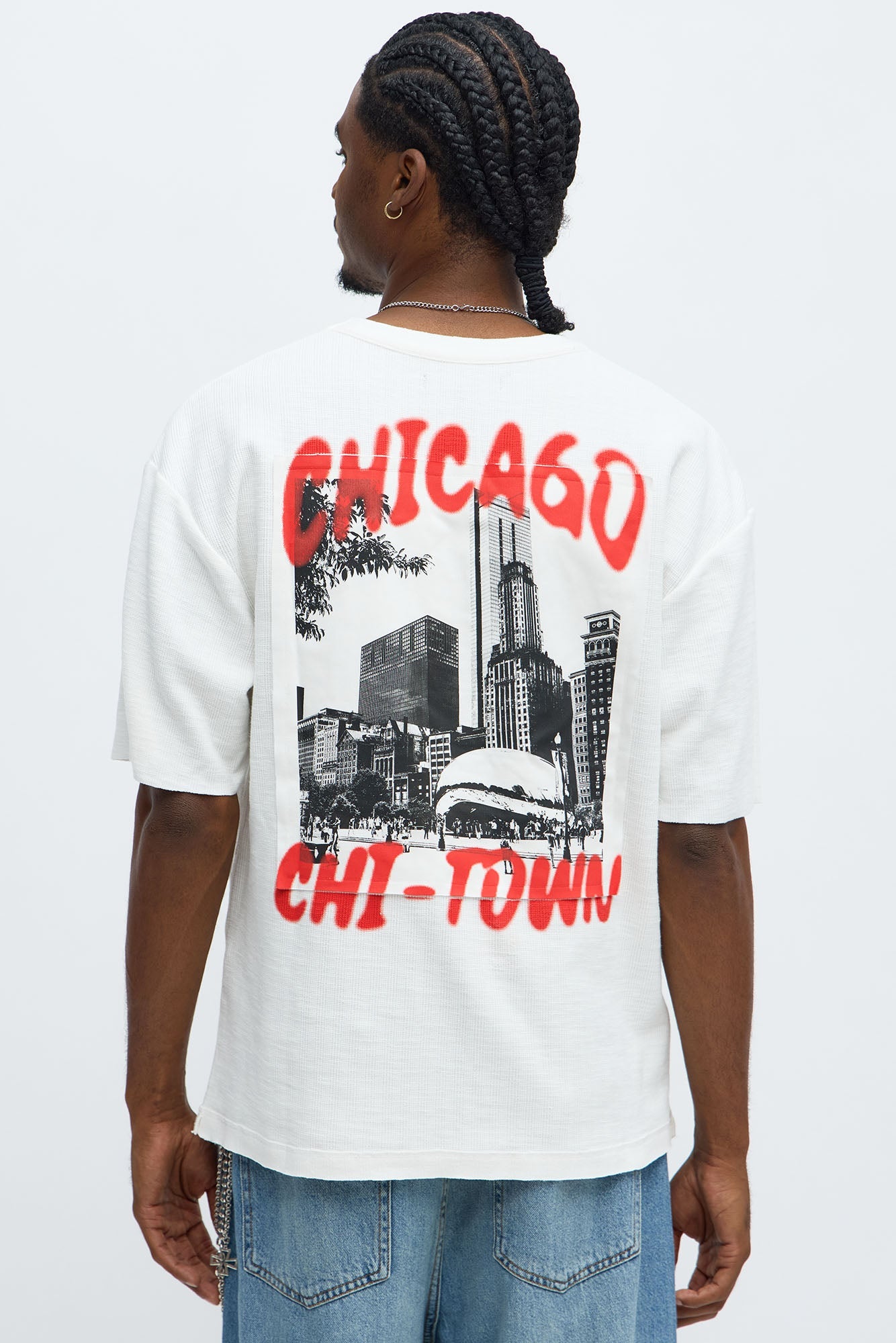 Relaxed Chicago Spray Paint Tee - White