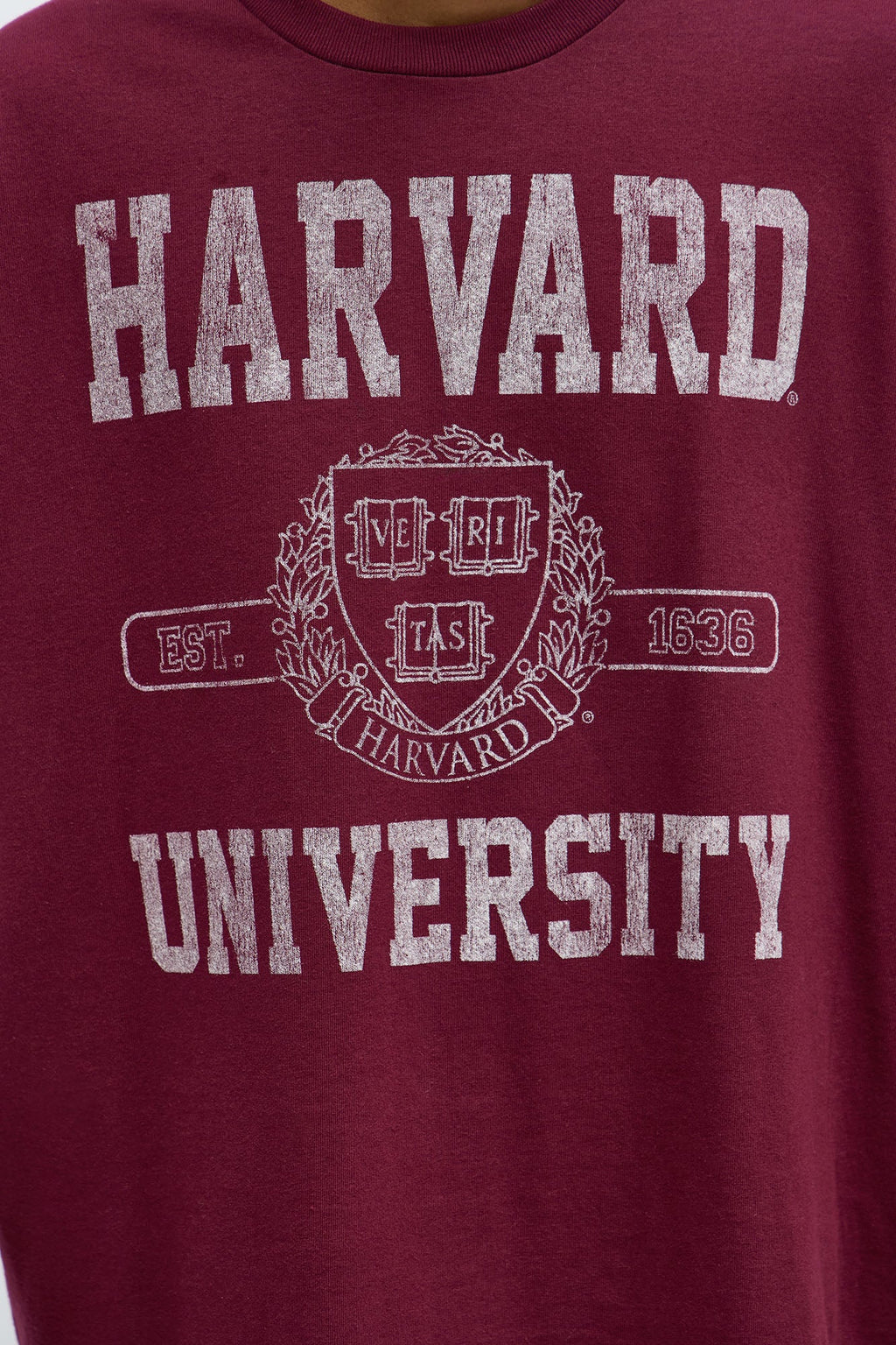 Harvard University Oversized Short Sleeve Tee - Burgundy