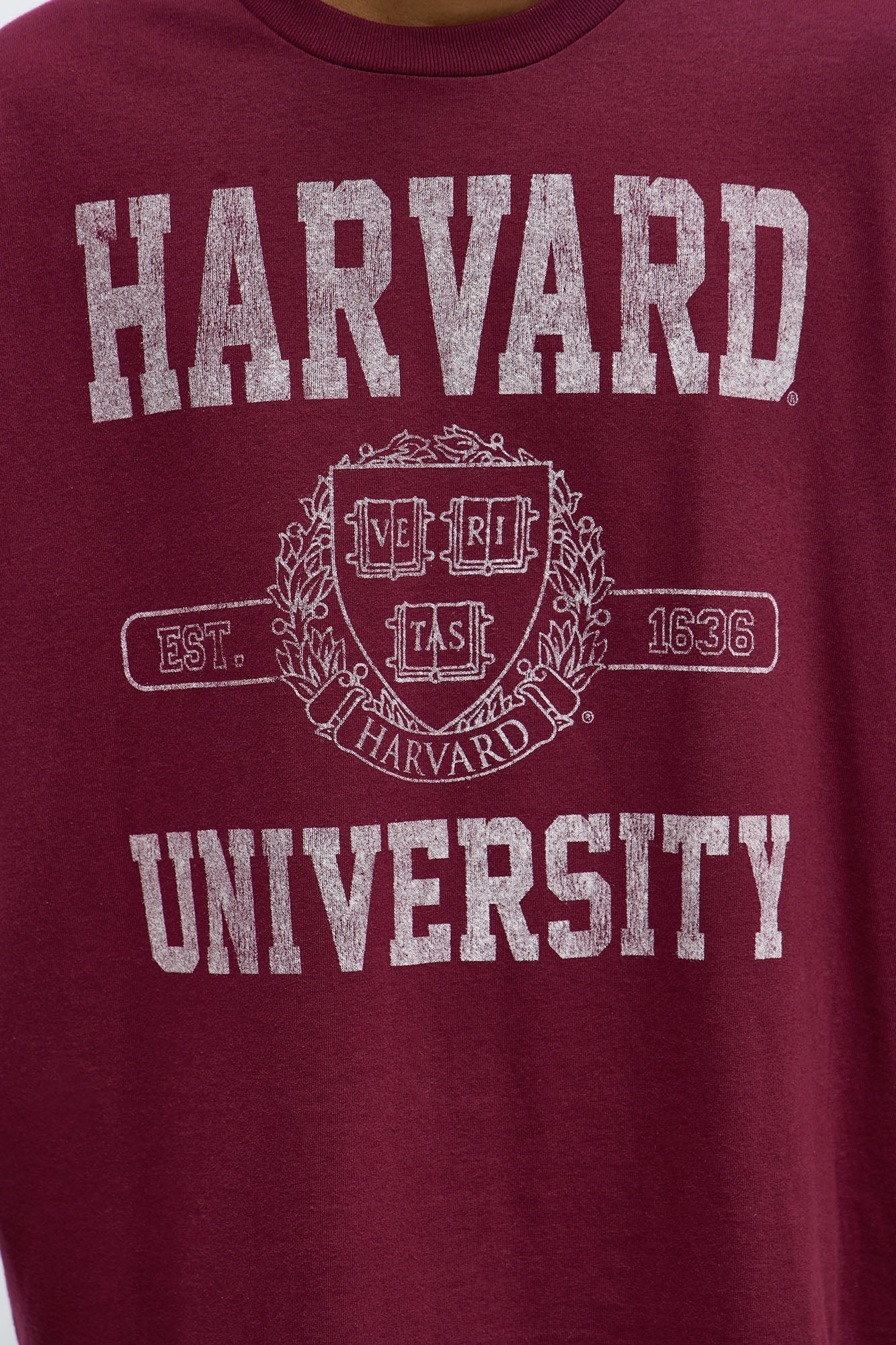 Harvard University Oversized Short Sleeve Tee - Burgundy
