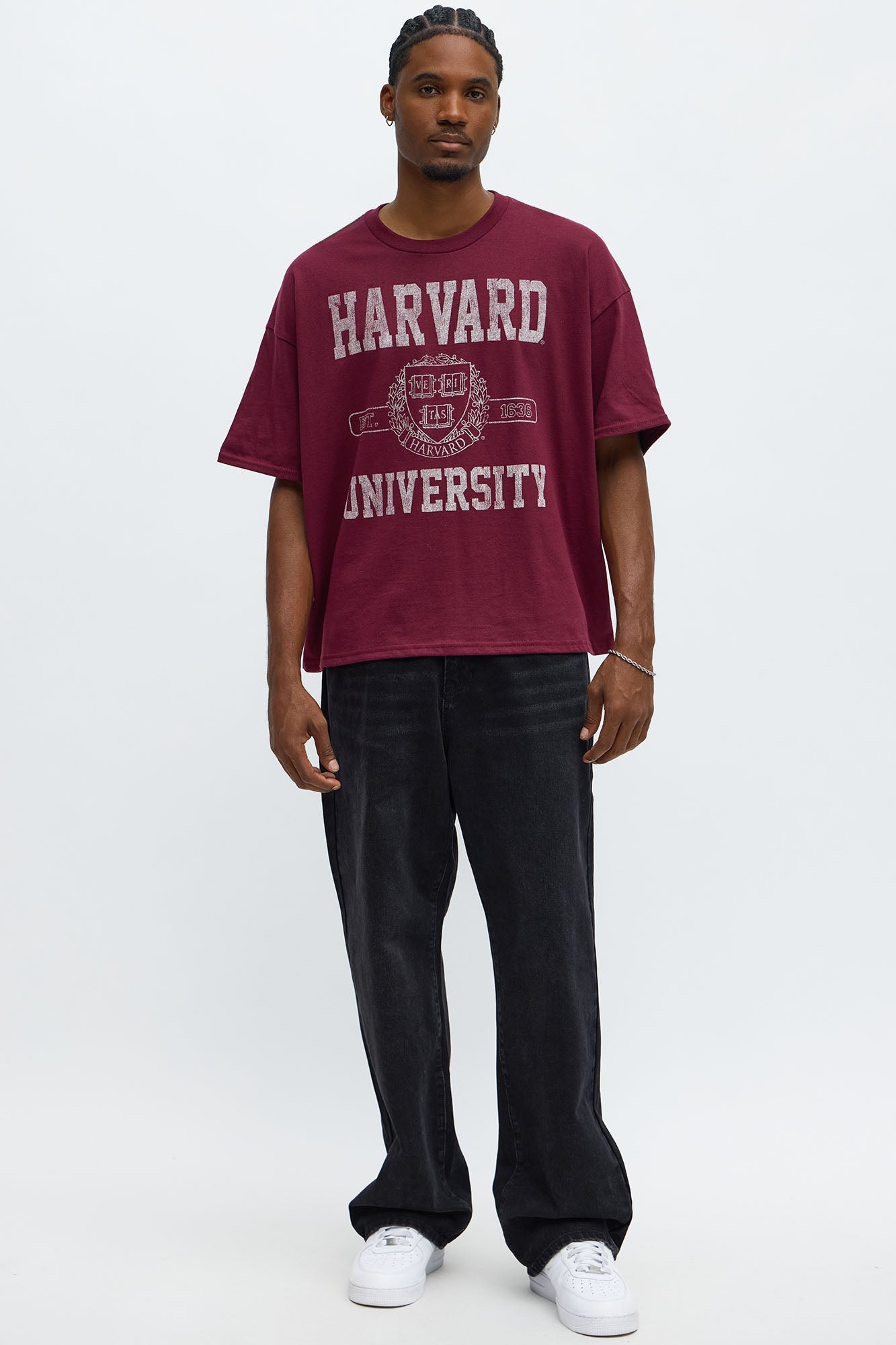 Harvard University Oversized Short Sleeve Tee - Burgundy