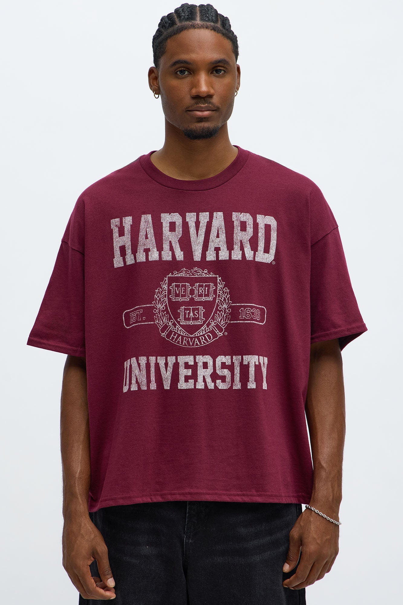 Harvard University Oversized Short Sleeve Tee - Burgundy