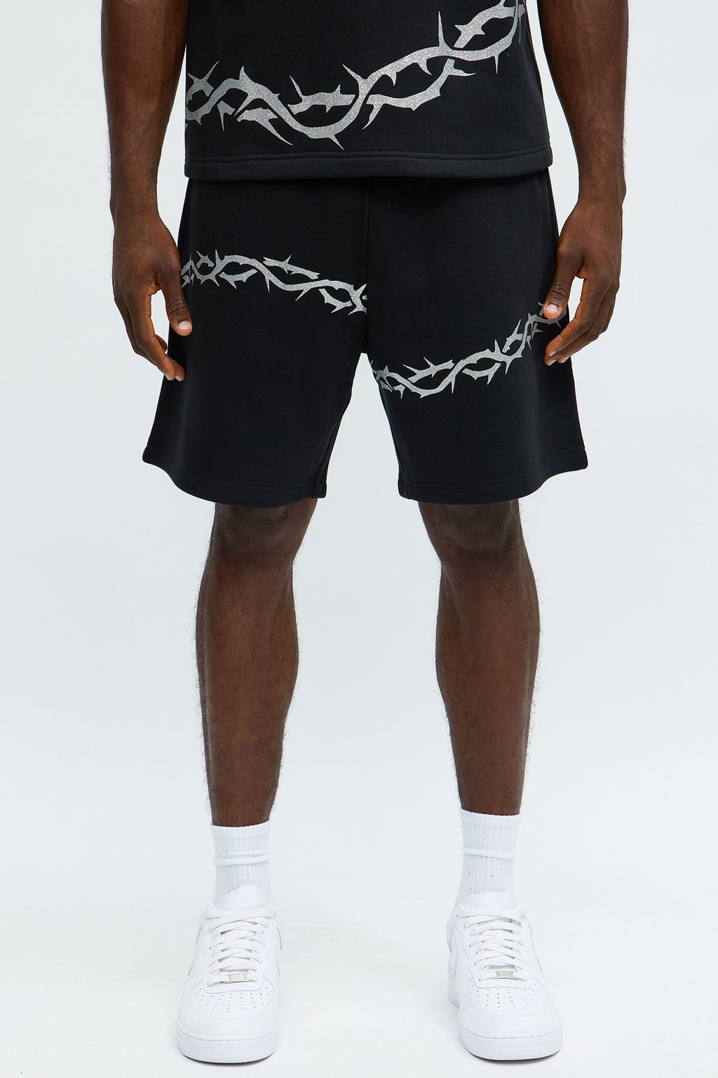 Tyson Relaxed Barbed Wire Shorts - Black