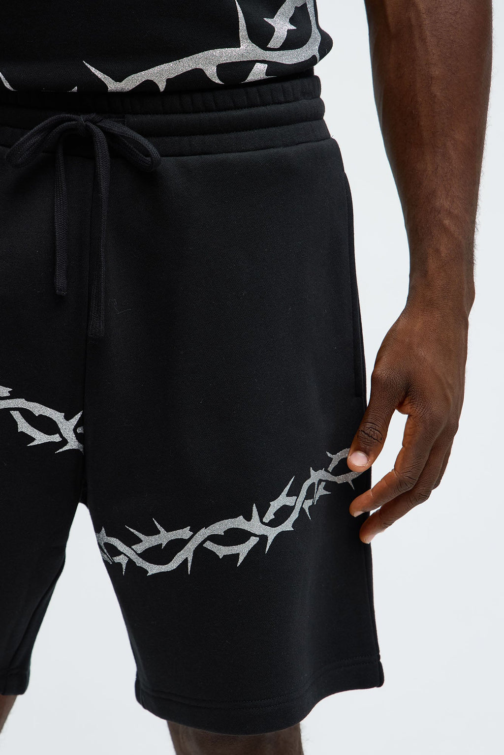 Tyson Relaxed Barbed Wire Shorts - Black