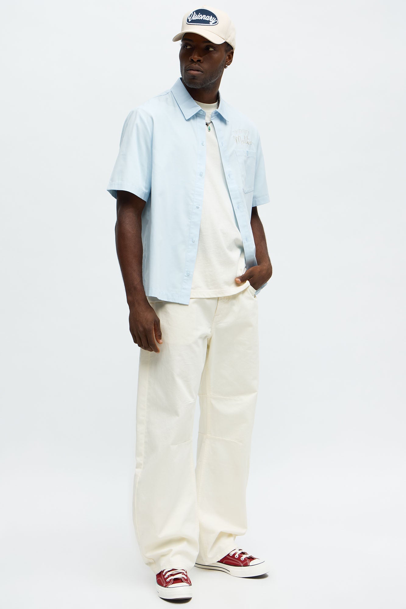 Malibu Mechanic Button Up Shirt  - Light Blue