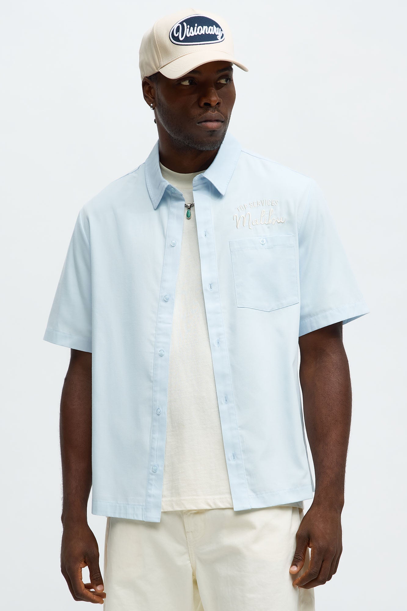 Malibu Mechanic Button Up Shirt  - Light Blue