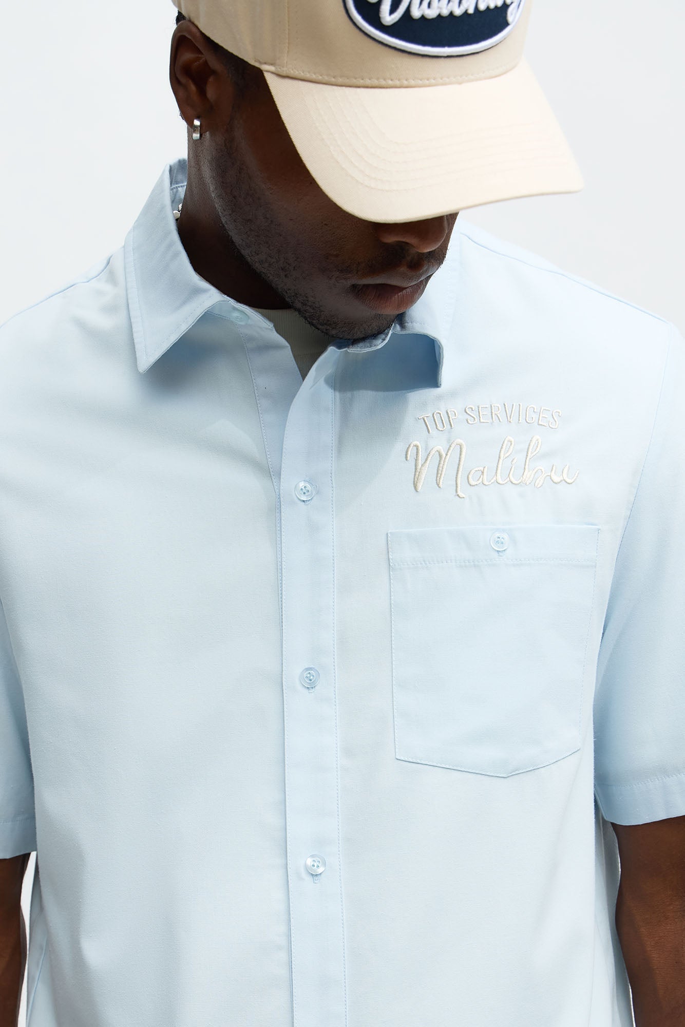 Malibu Mechanic Button Up Shirt  - Light Blue