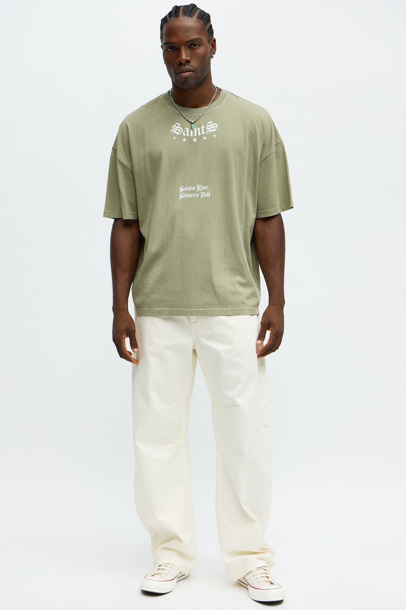 Saints Rise Saints Fall Oversized Short Sleeve Tee - Olive