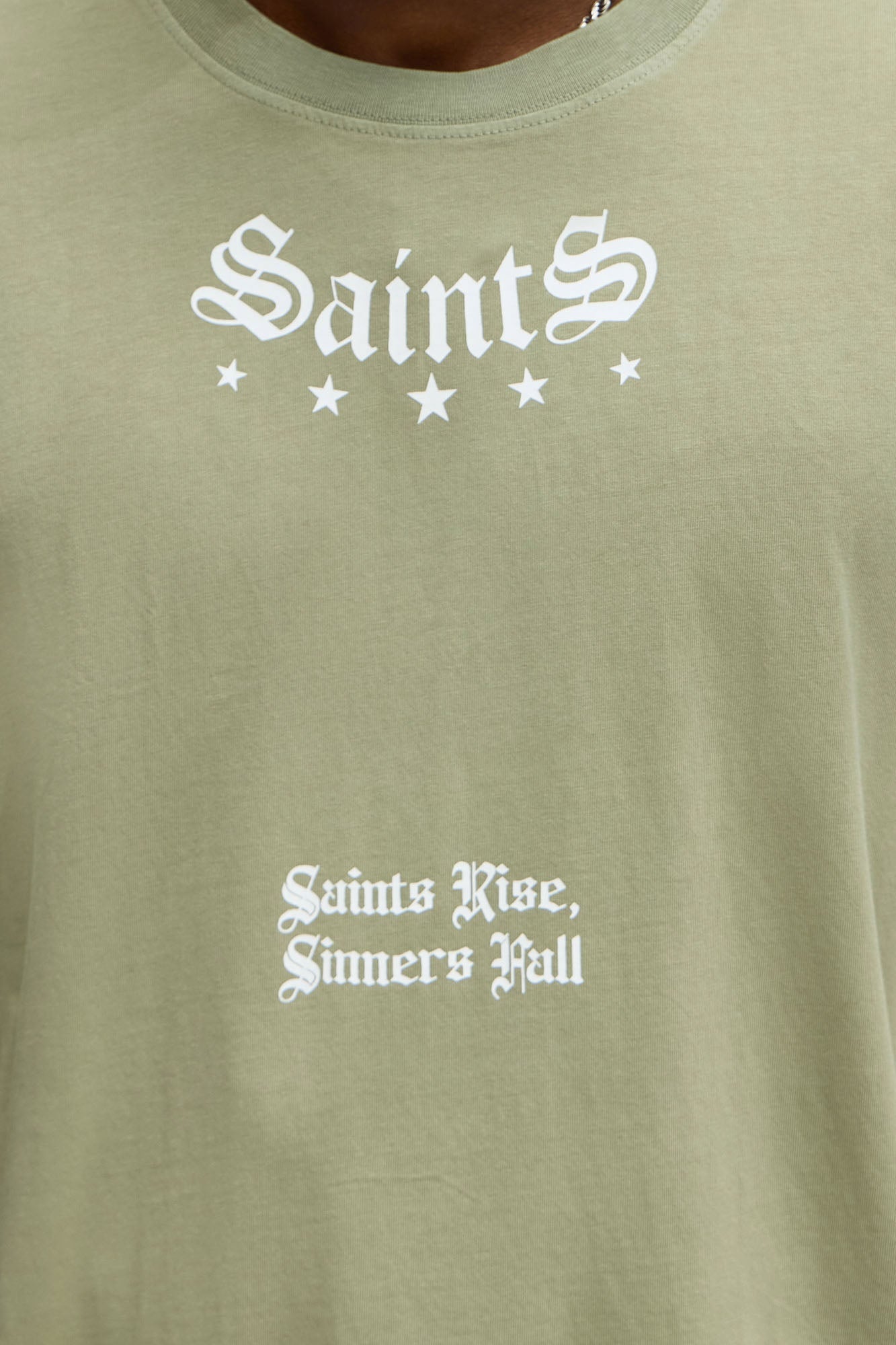 Saints Rise Saints Fall Oversized Short Sleeve Tee - Olive