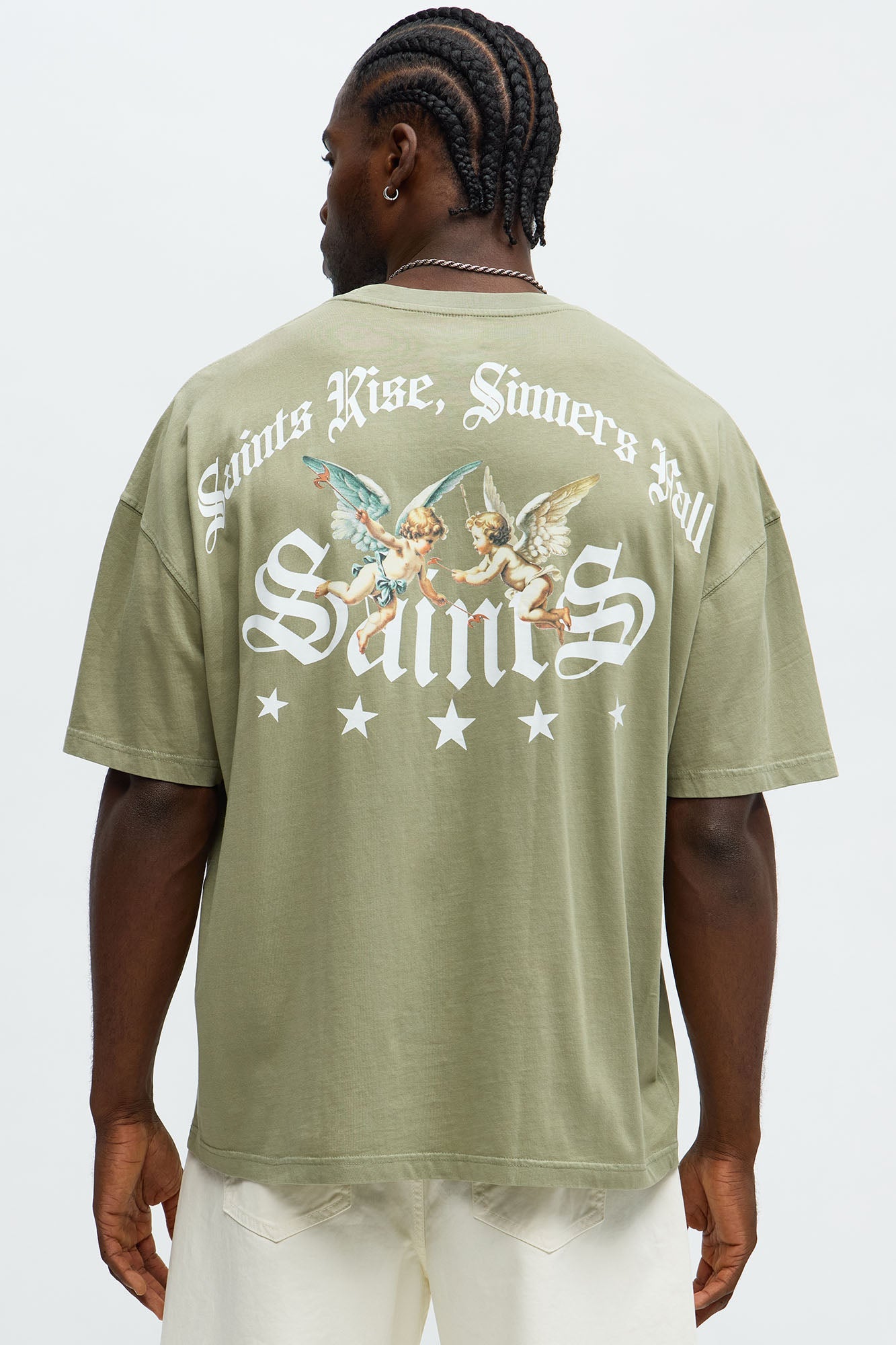 Saints Rise Saints Fall Oversized Short Sleeve Tee - Olive