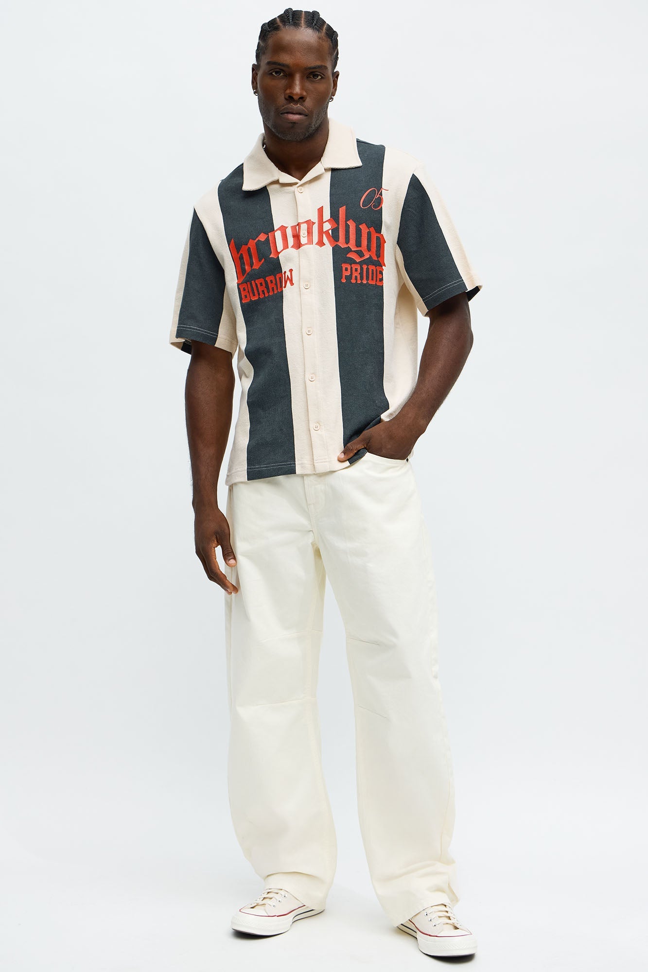 Brooklyn Knit Button Up Shirt - Black/White