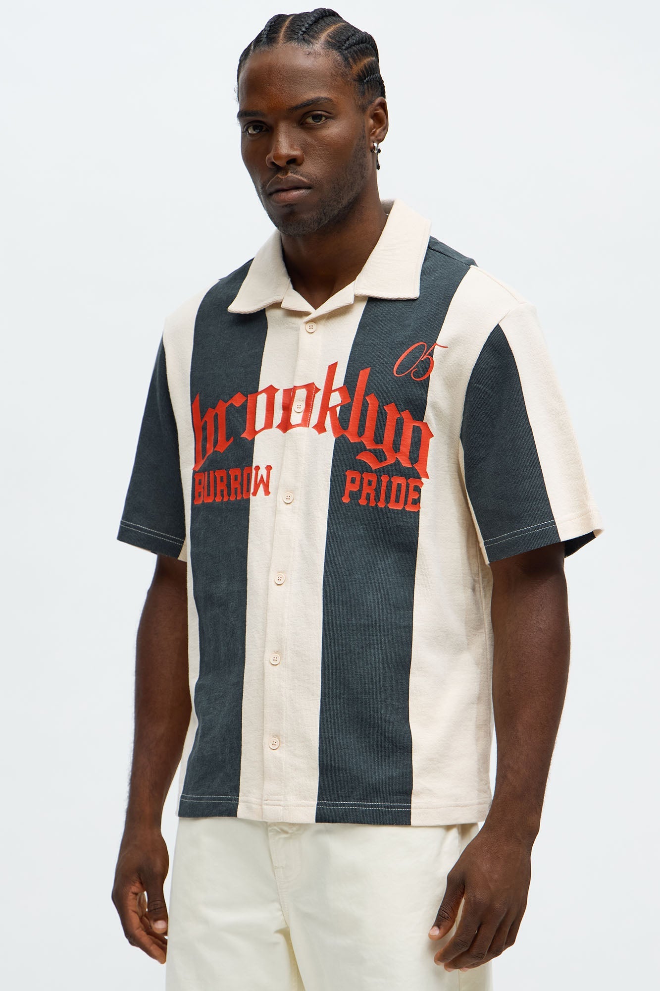 Brooklyn Knit Button Up Shirt - Black/White