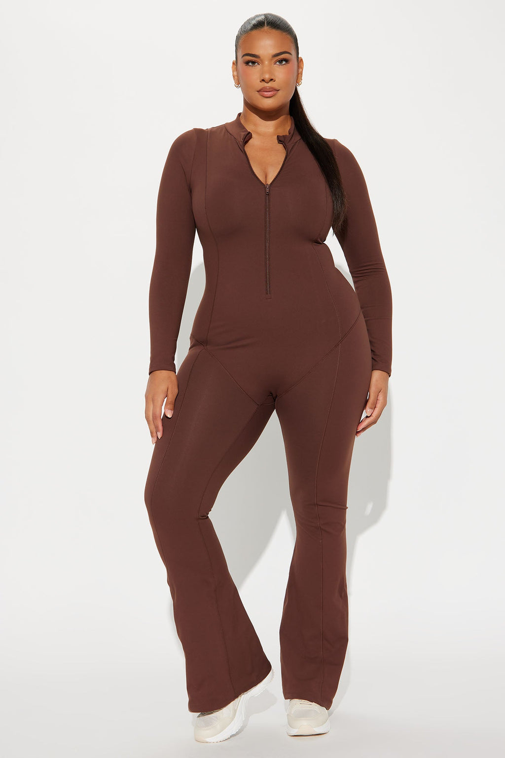 In Alignment Super Soft Active Flare Jumpsuit - Chocolate