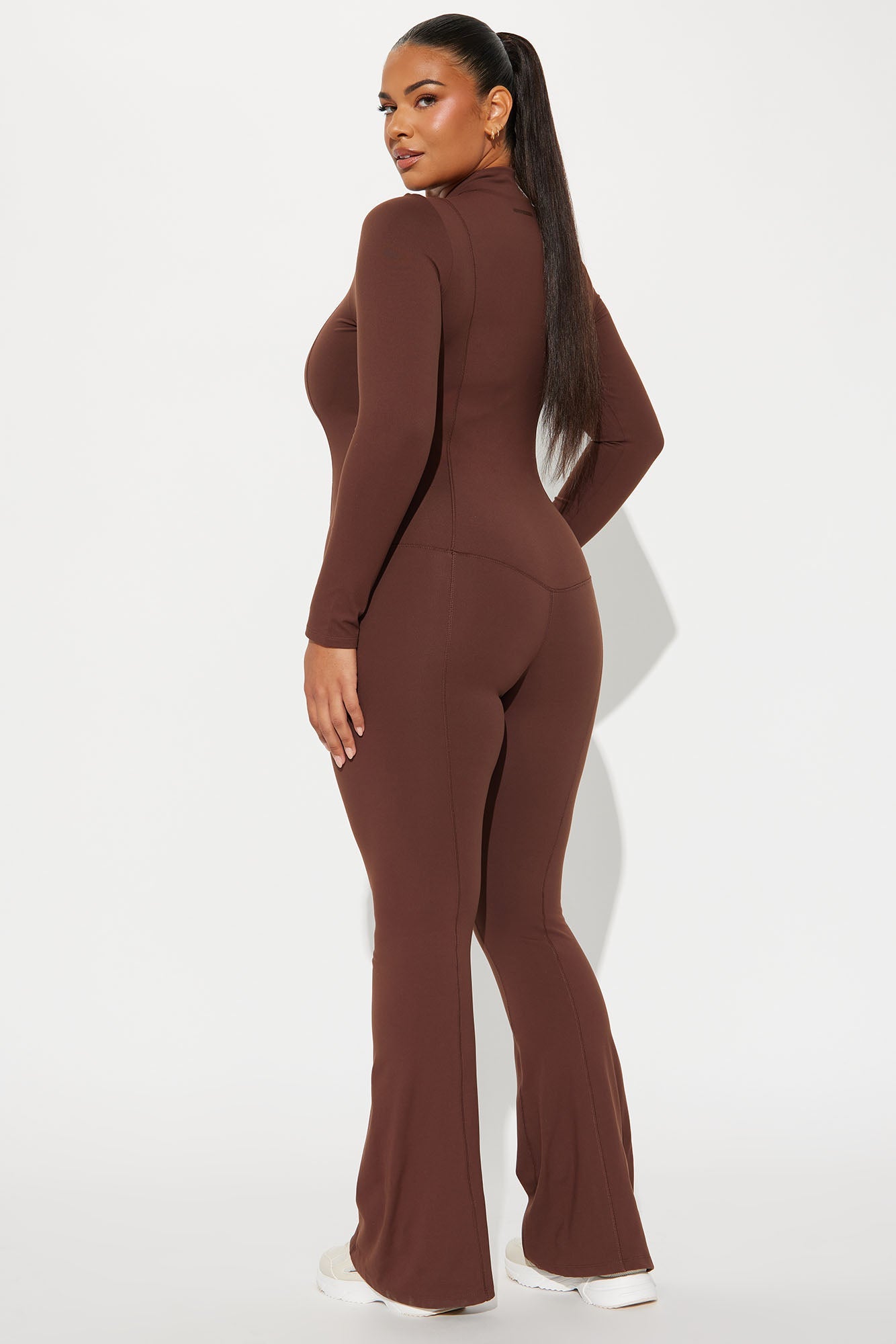 In Alignment Super Soft Active Flare Jumpsuit - Chocolate