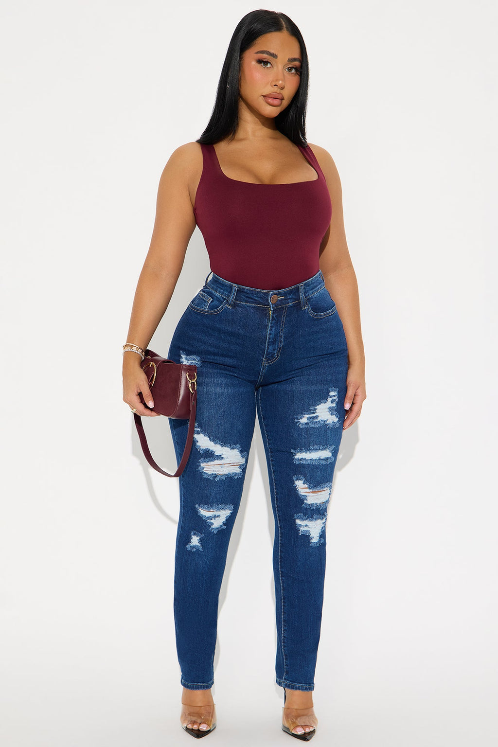 Spicy Mami Ripped Mom Jeans - Dark Wash