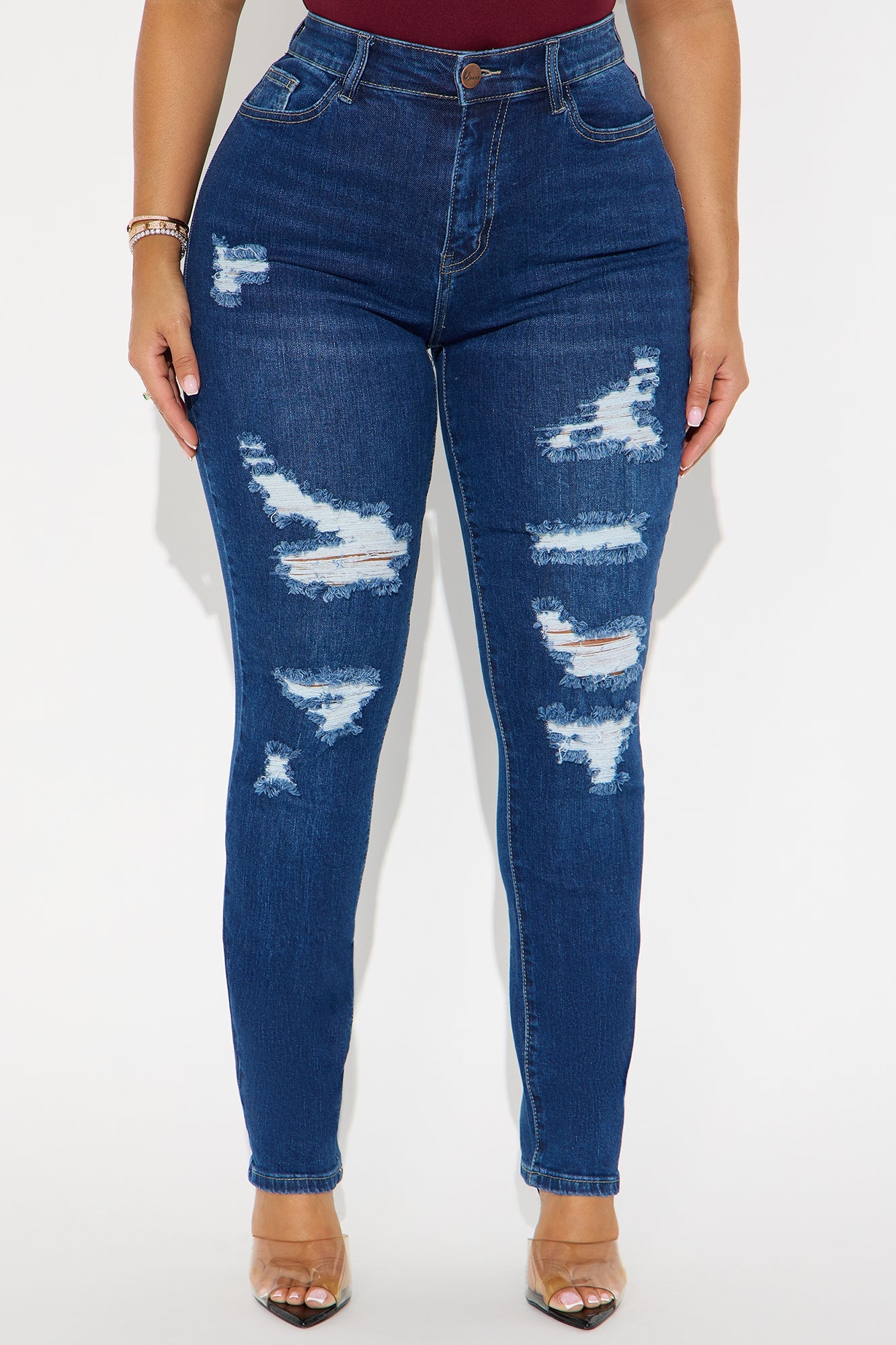 Spicy Mami Ripped Mom Jeans - Dark Wash