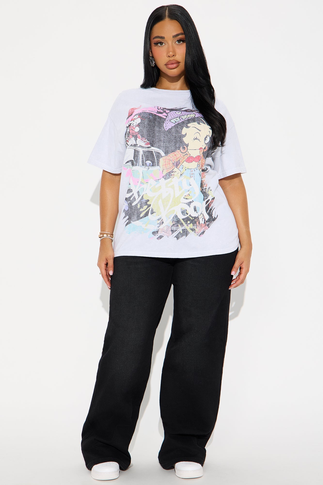 Betty Boop Chillin' Washed Tee - Grey Mineral Wash