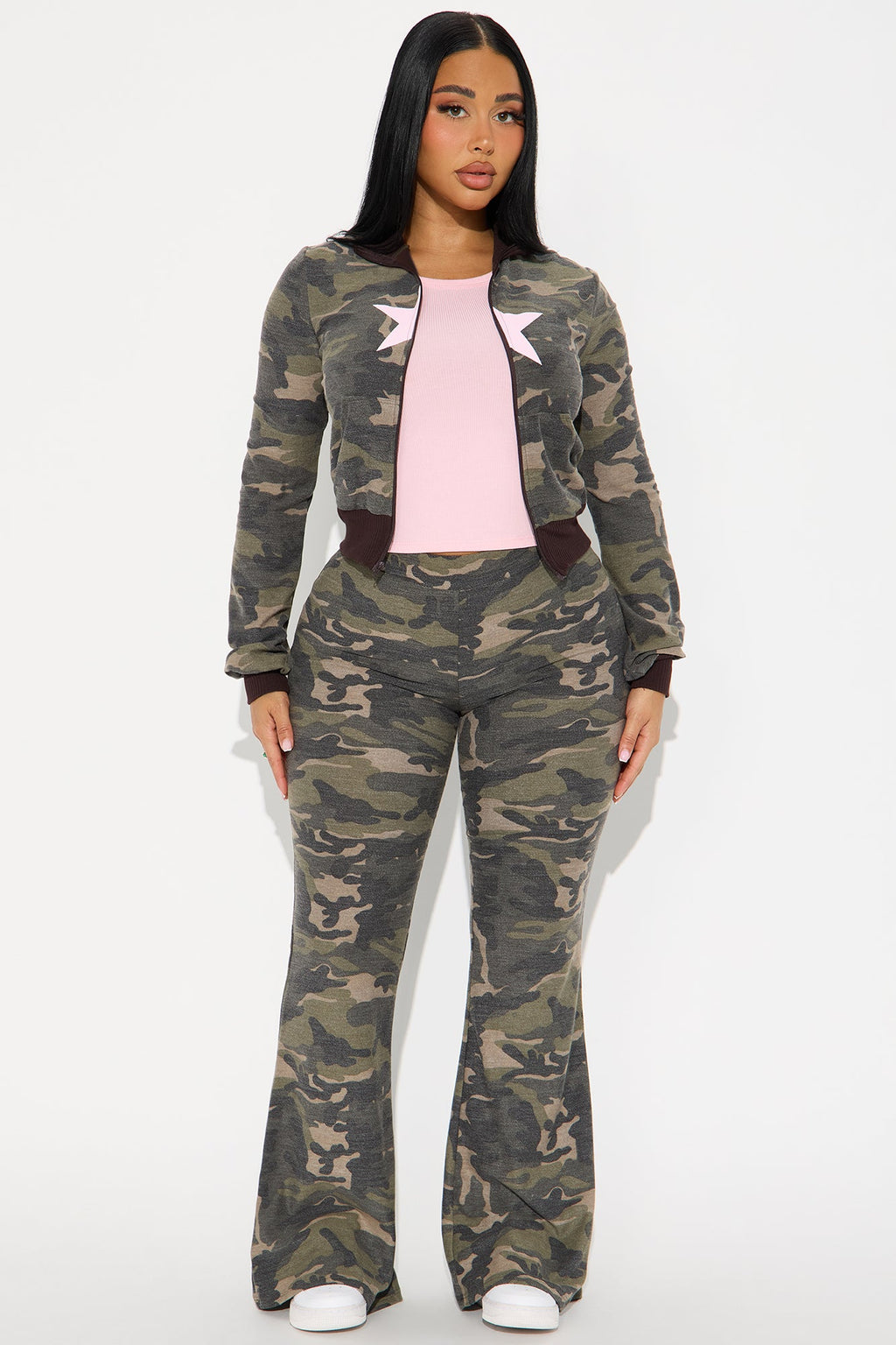 Kaylee Camo Pant Set - Olive/combo