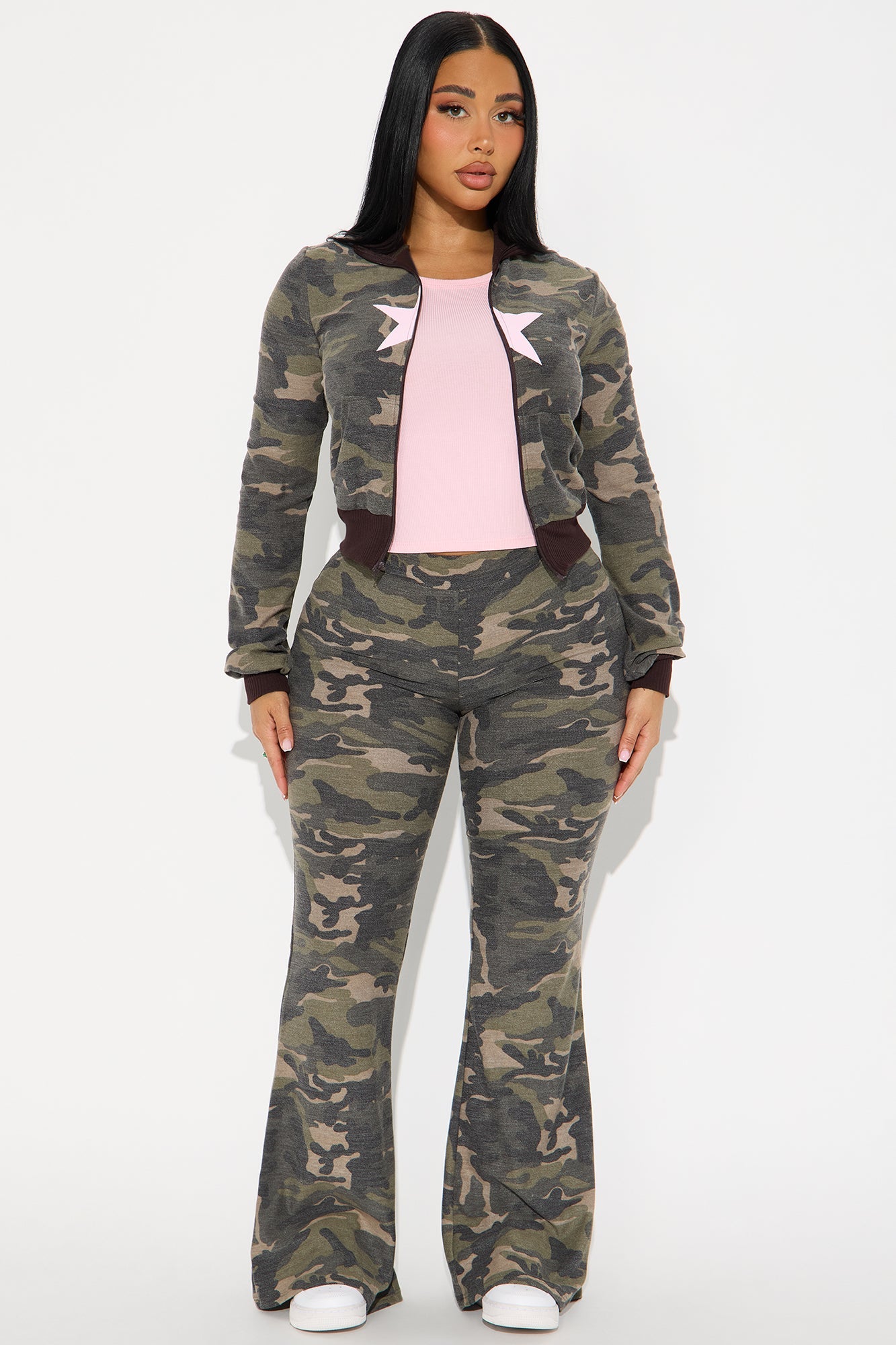 Kaylee Camo Pant Set - Olive/combo