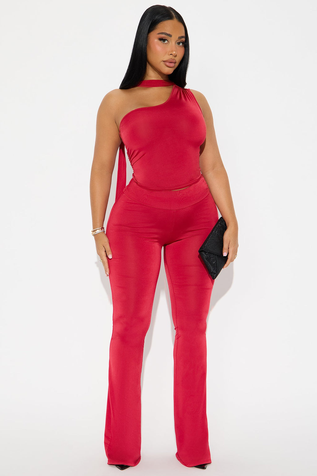 Alaina 3 Piece Pant Set - Red