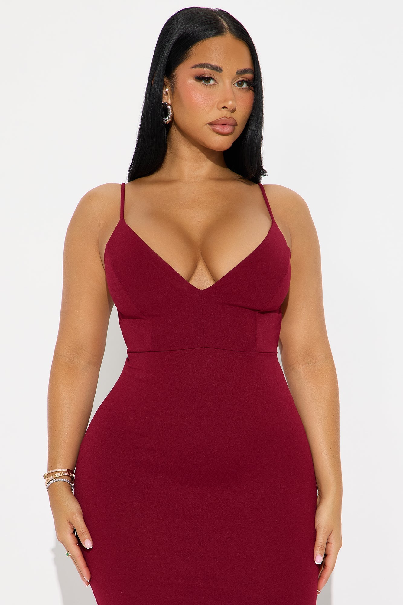 Arlette Backless Ruched Gown - Wine