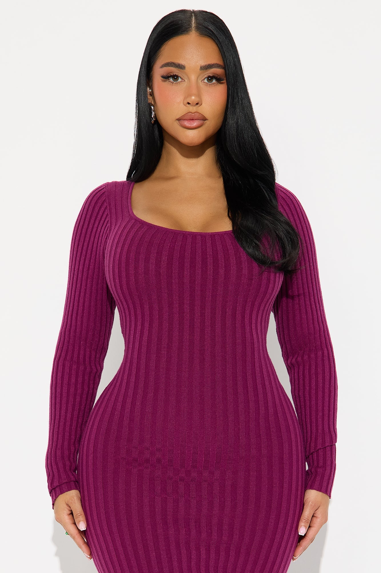Kaylie Scoop Neck Sweater Maxi Dress - Magenta