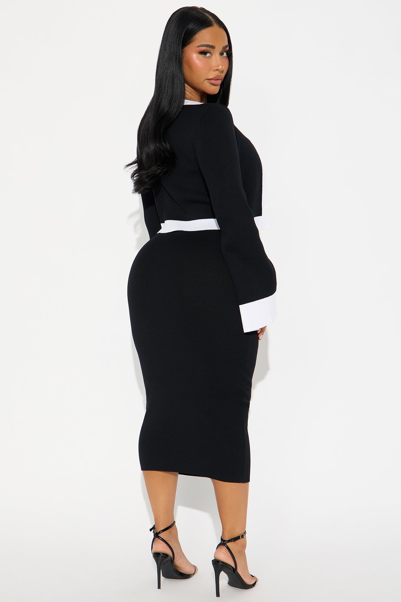 All I Want Sweater Midi Dress Set - Black/White